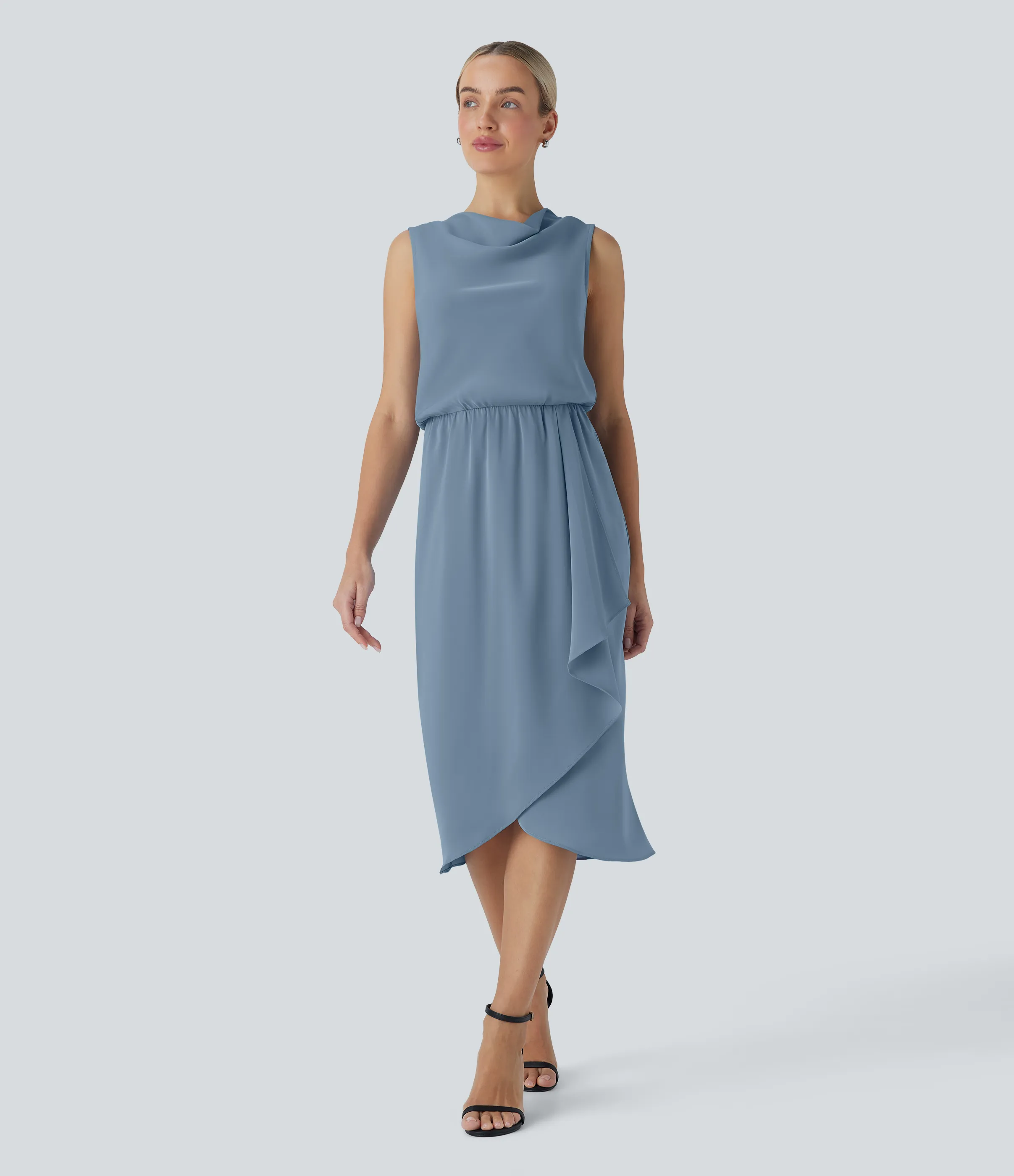 Halara Vestido midi de viaje sin mangas con cuello vuelto y dobladillo cruzado con bolsillos laterales - Mountain Spring - M sold by Halara product image thumbnail 2