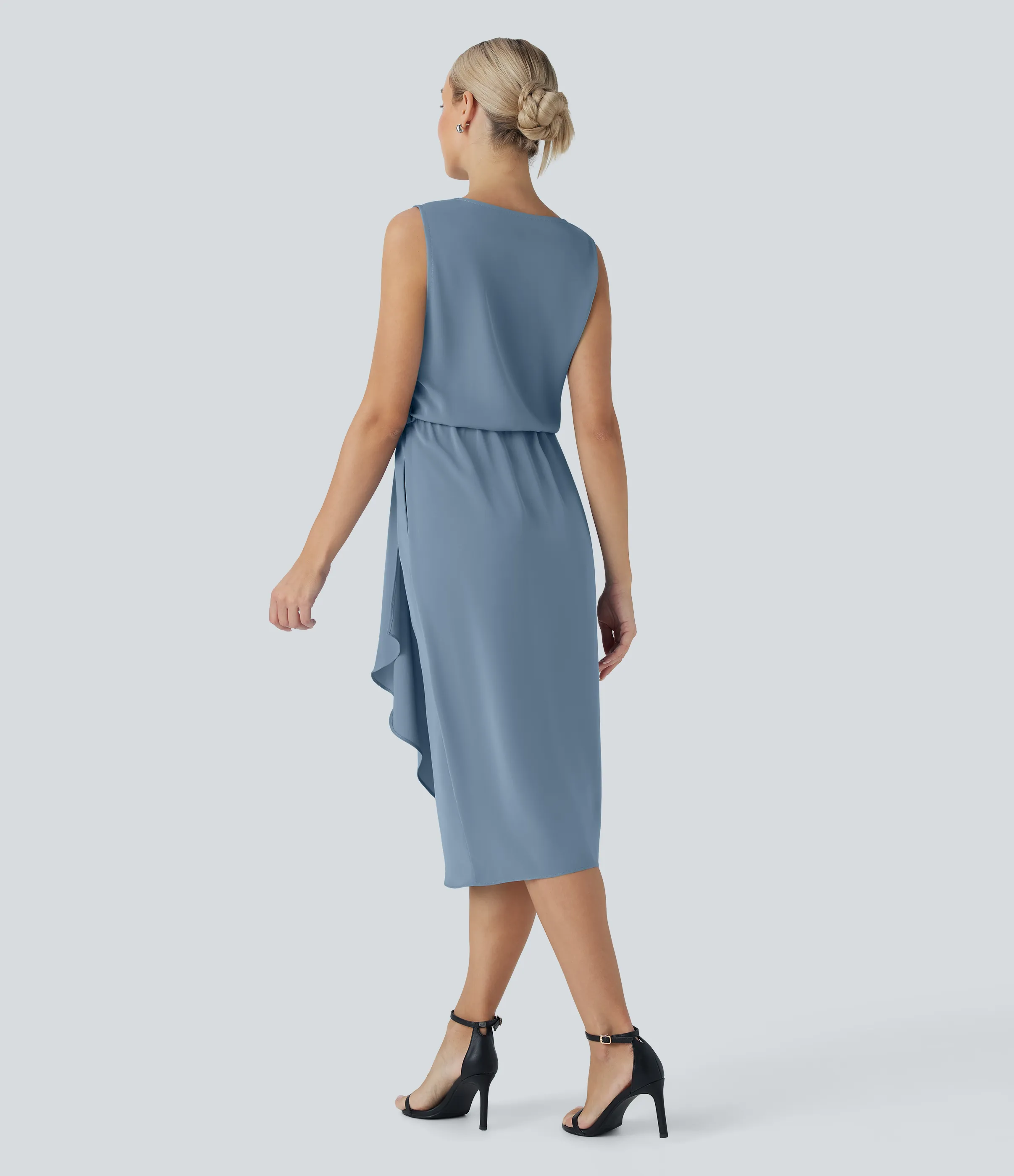 Halara Vestido midi de viaje sin mangas con cuello vuelto y dobladillo cruzado con bolsillos laterales - Mountain Spring - M sold by Halara product image thumbnail 3