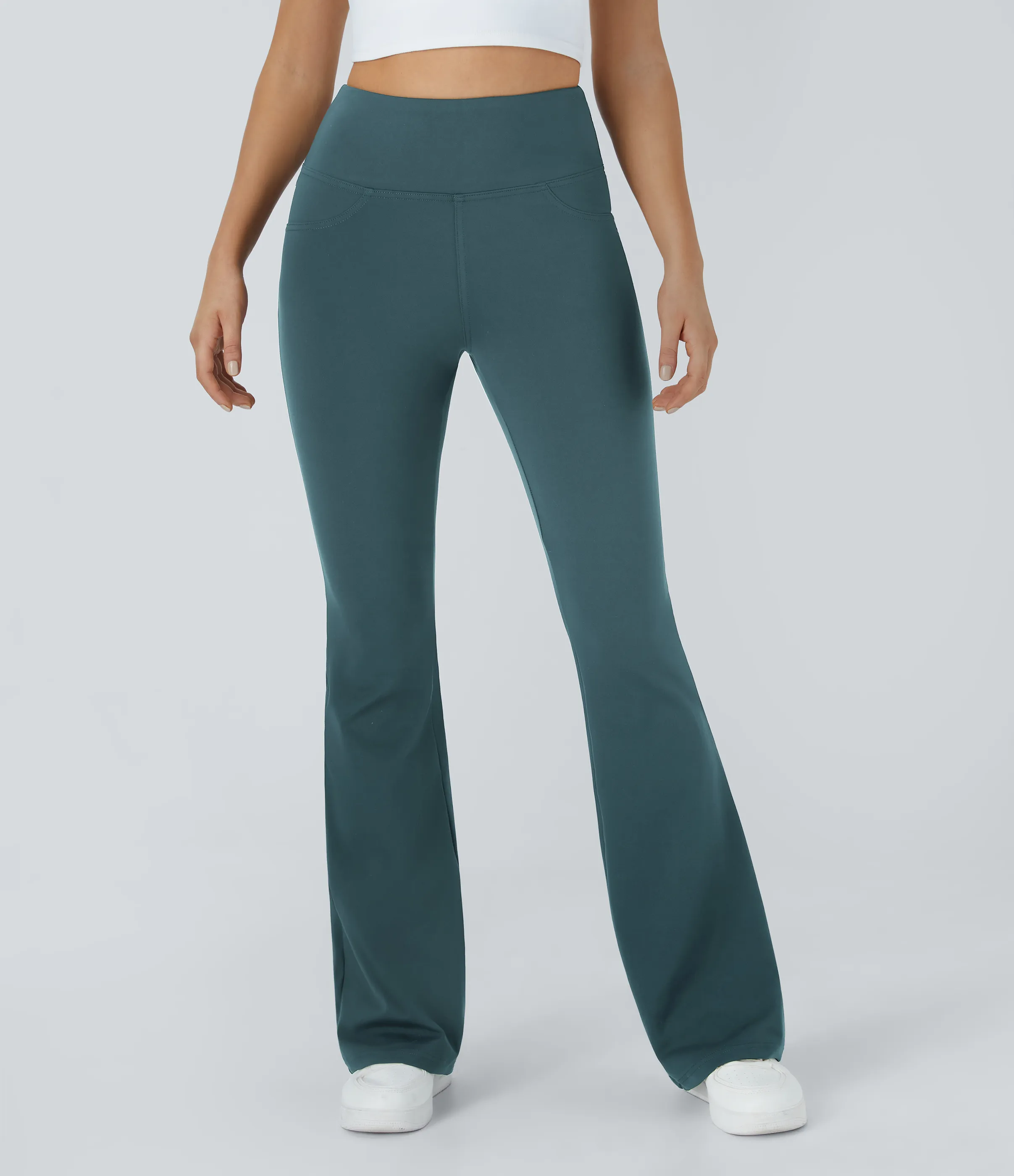 Halara Leggings de yoga acampanados de tiro alto con bolsillos - Misty Cyan Blue - XL(regular) sold by Halara product image thumbnail 4