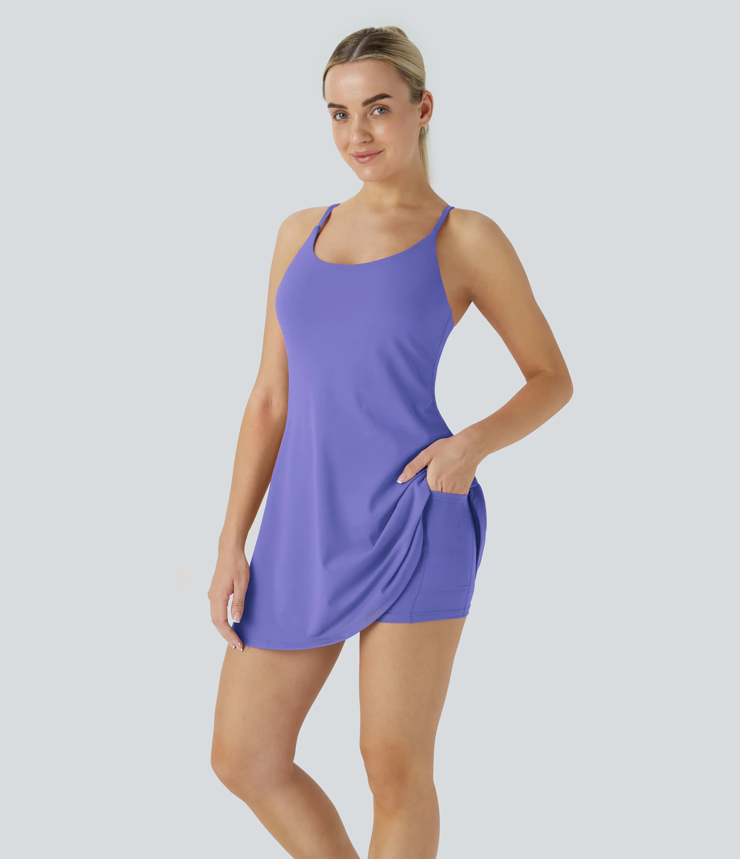 Halara Vestido deportivo SoftlyZero™ Plush afelpado sin espalda en copas D-F - Misty Lavender - S sold by Halara product image thumbnail 4