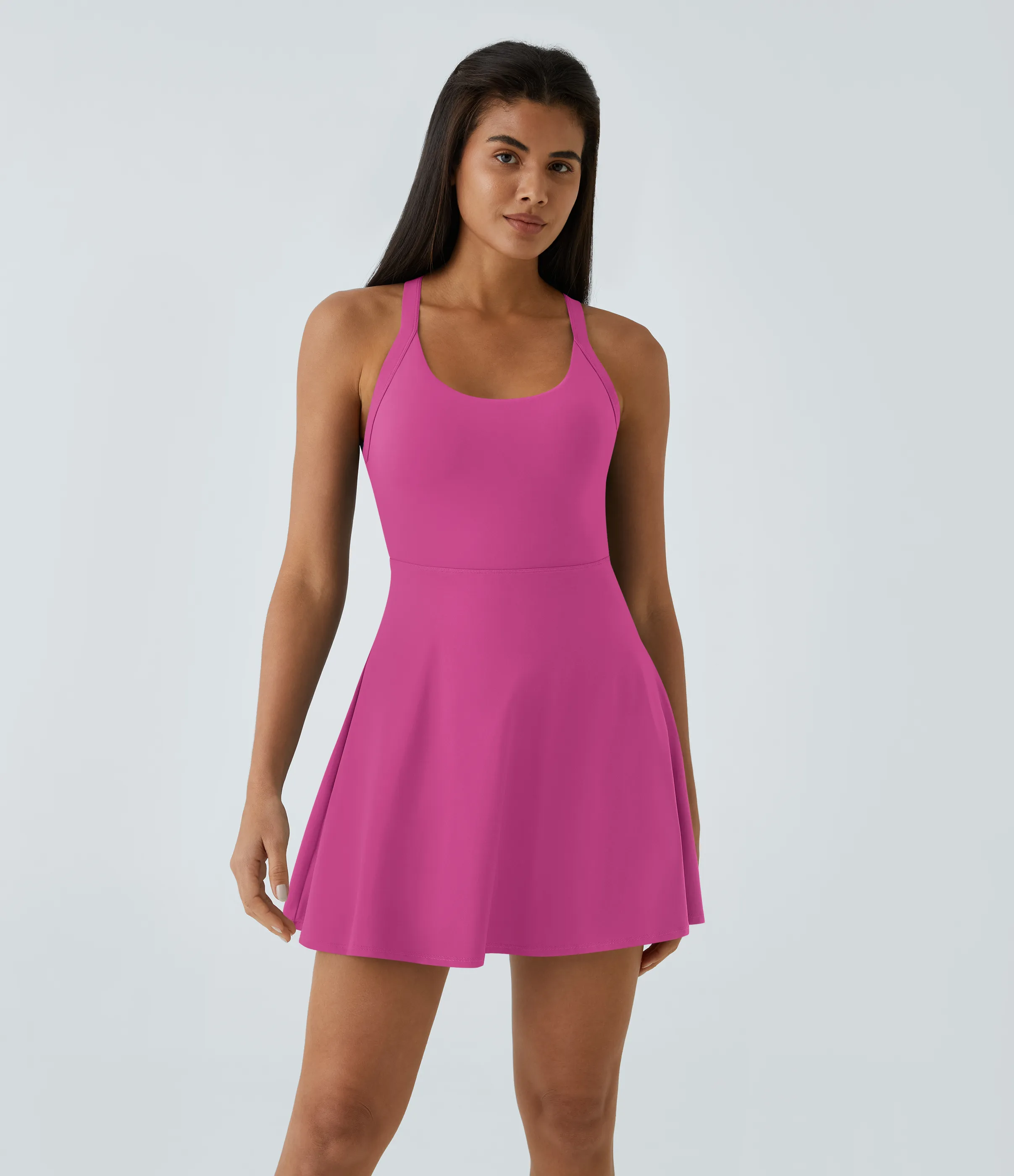 Halara Vestido activo baile vuelo retorcido sin espalda-Longitud más larga-Edición Easy Peezy - Fuchsia Fedora - XS sold by Halara product image thumbnail 3