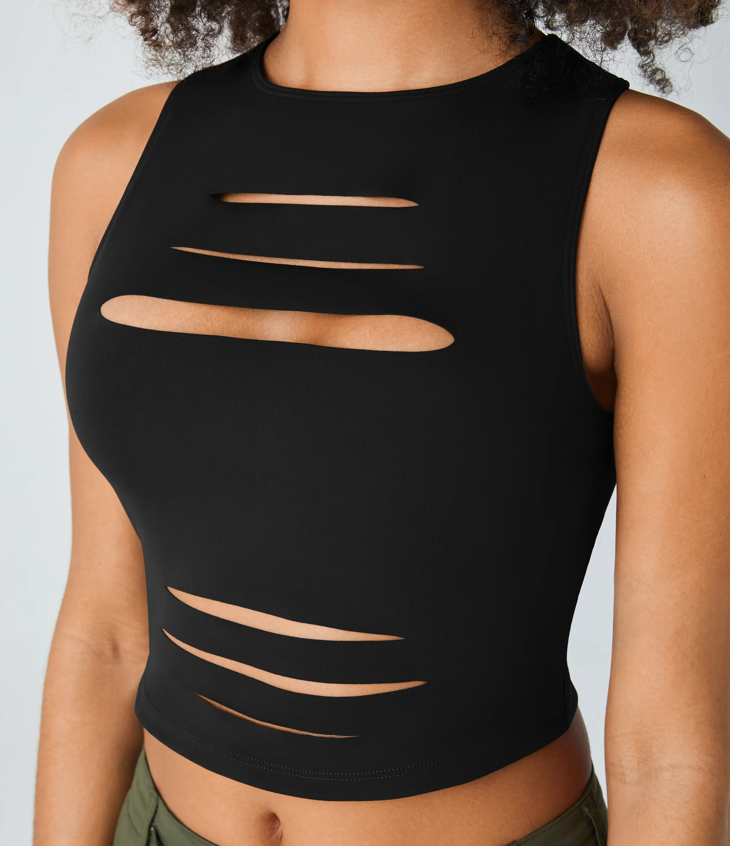 Halara Camiseta sin manga recortada rasgada sin espalda cruzada - Black - XL sold by Halara product image thumbnail 5