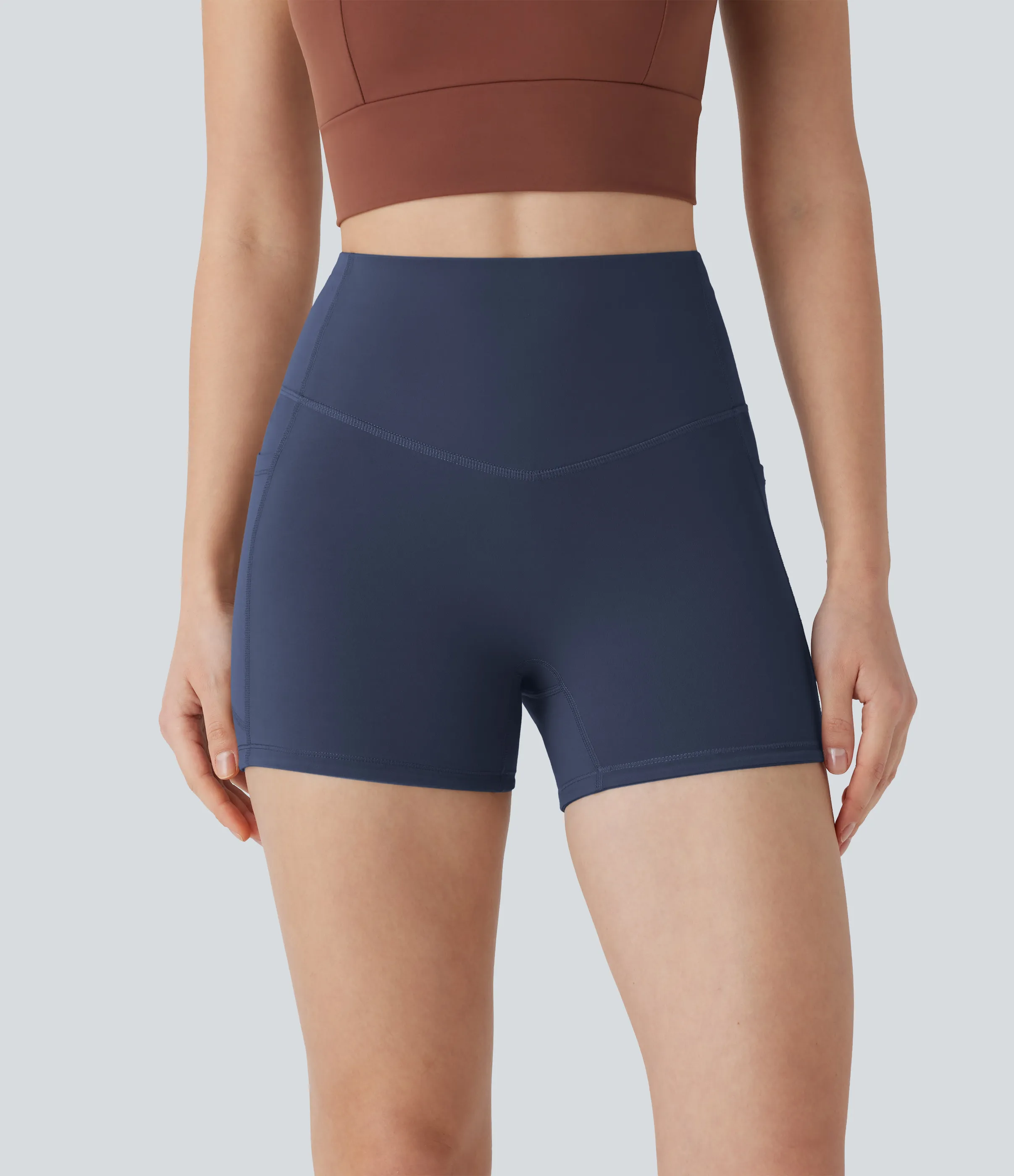 Halara Pantalón corto Halara UltraSculpt™ SoCinched ciclista moldeador tiro alto control abdomen bolsillo lateral 7.5cm - Mood Indigo - S sold by Halara product image thumbnail 4