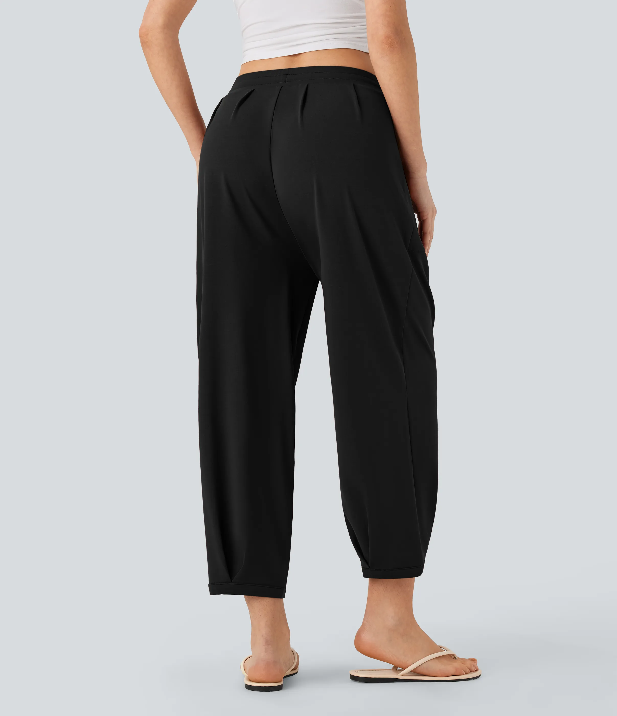 Halara Pantalones casuales ajustados de tiro medio con cordón y bolsillos - Black - XL(regular) sold by Halara product image thumbnail 3