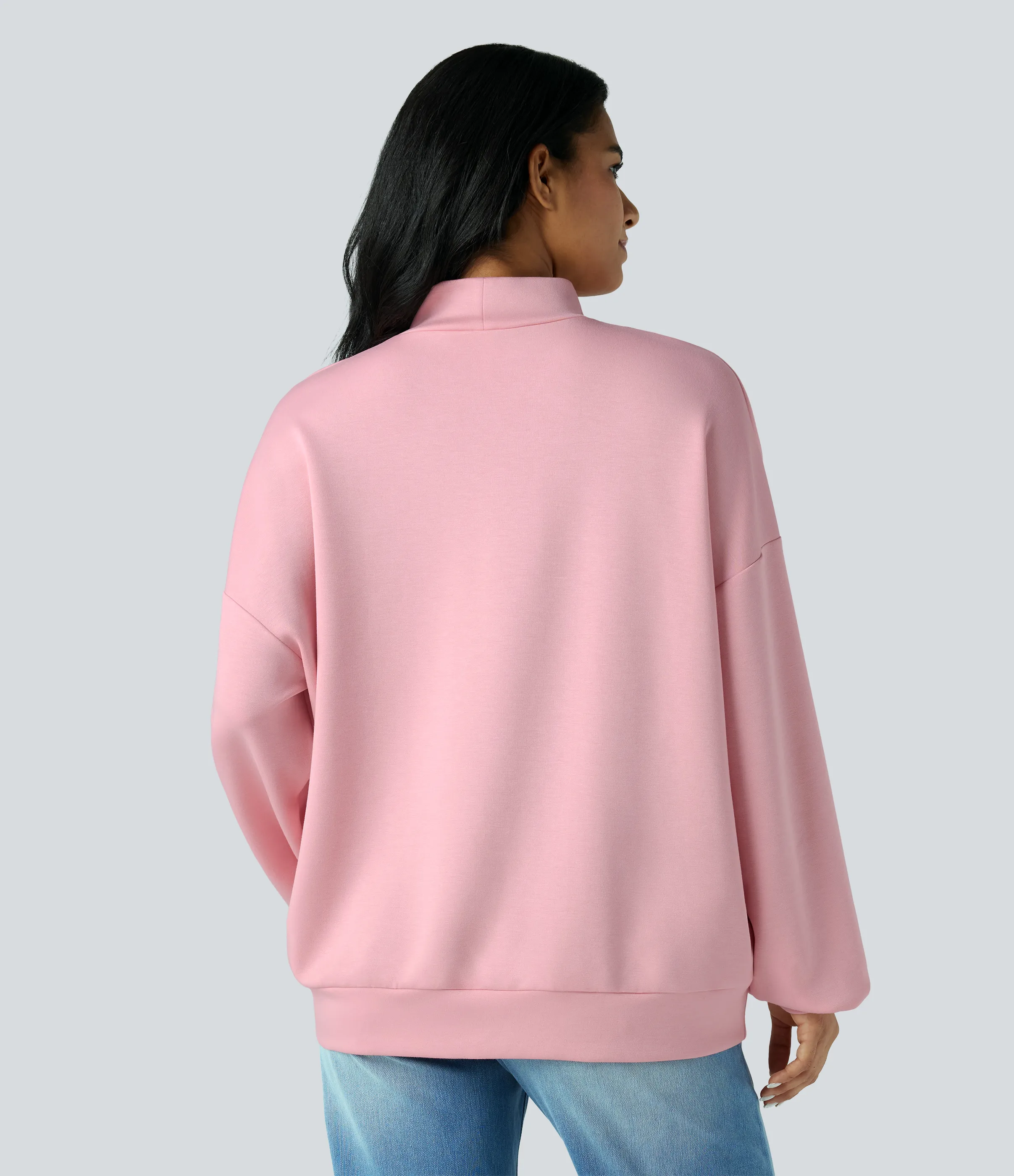 Halara Sudadera casual holgada de cuello alto con bolsillos - Coral Blush - XS sold by Halara product image thumbnail 3