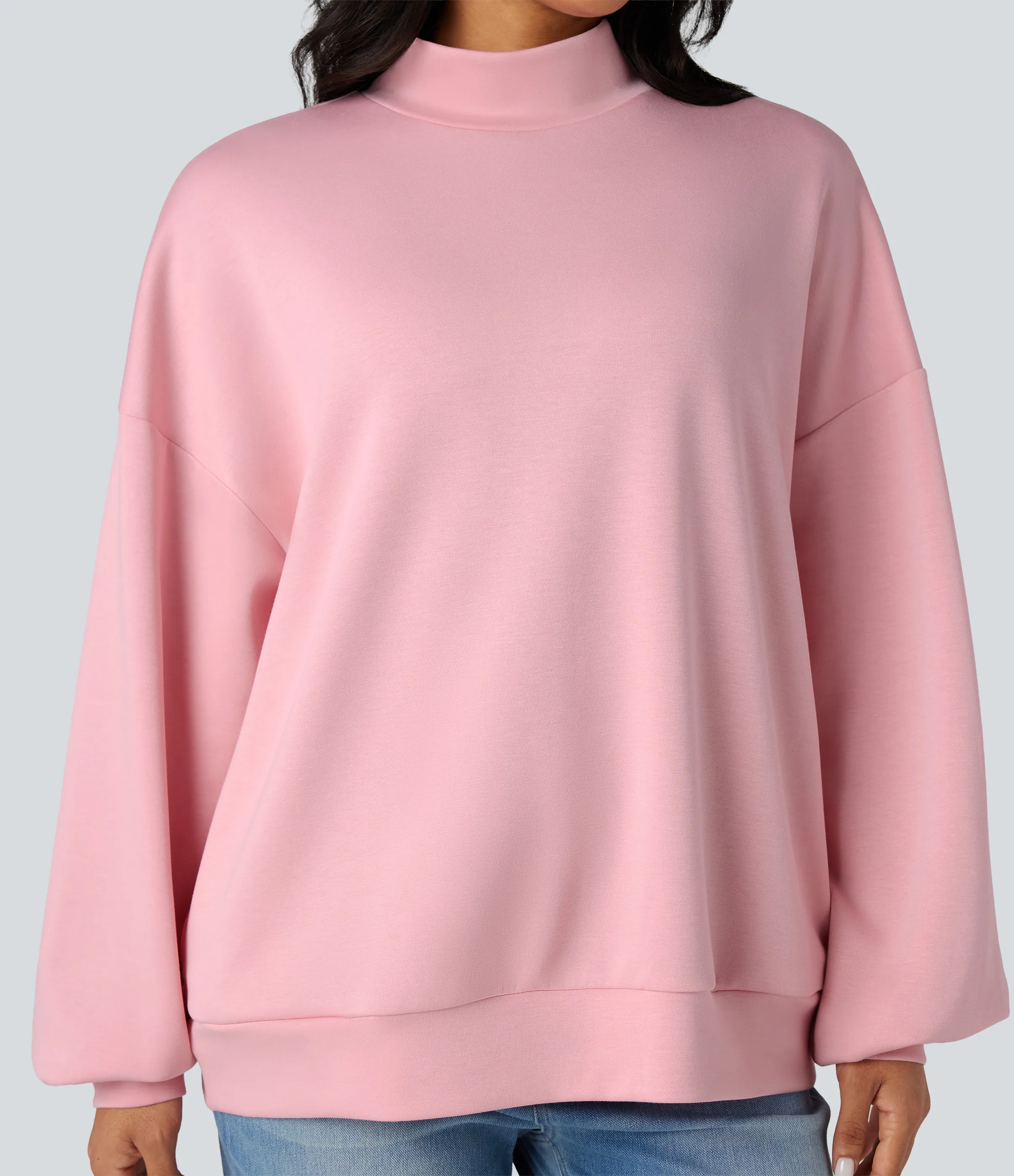 Halara Sudadera casual holgada de cuello alto con bolsillos - Coral Blush - XS sold by Halara product image thumbnail 5