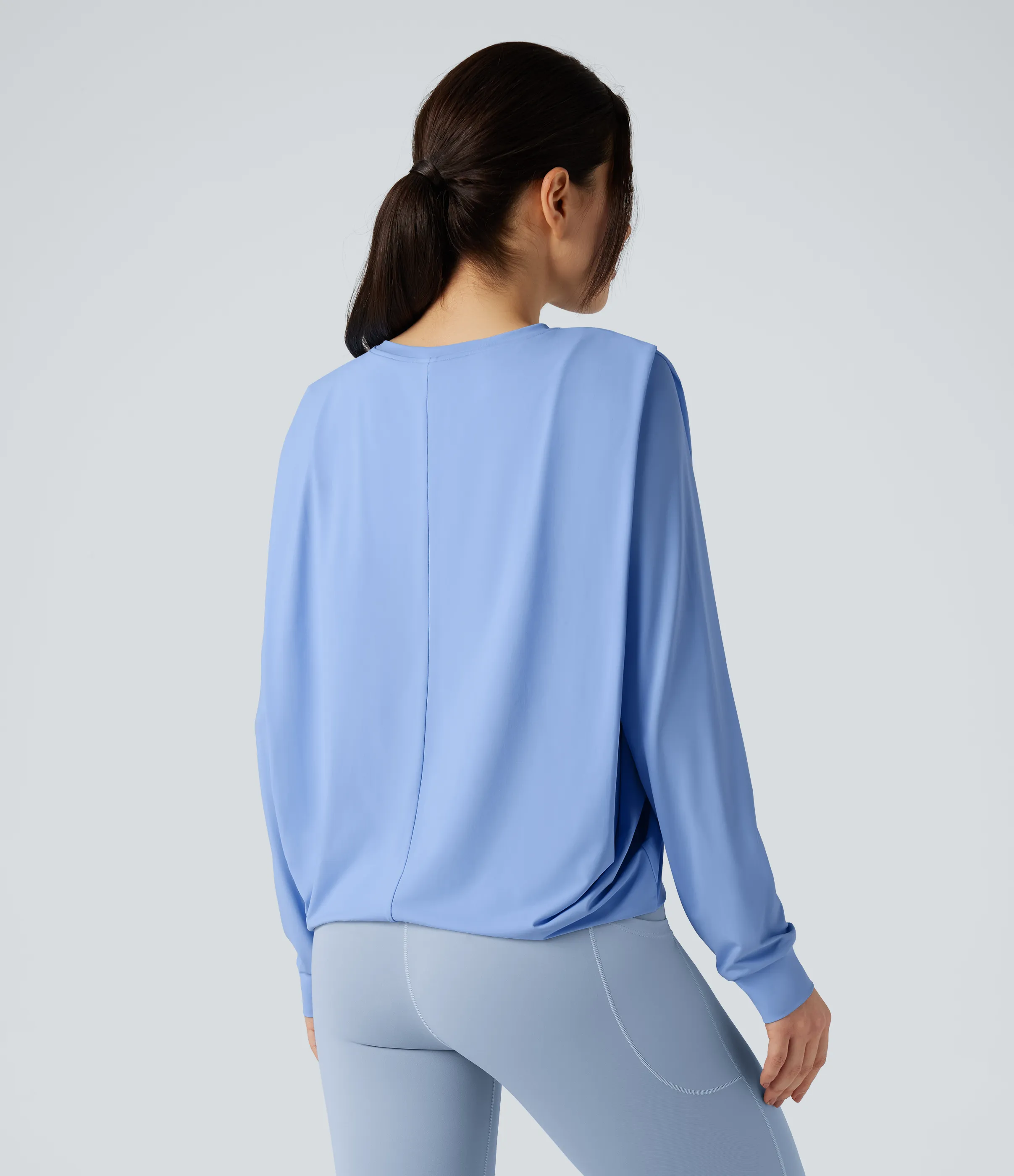 Halara Top deportivo de yoga fruncido de manga larga con cuello redondo - UPF50+ - Sky Blue - XS sold by Halara product image thumbnail 3