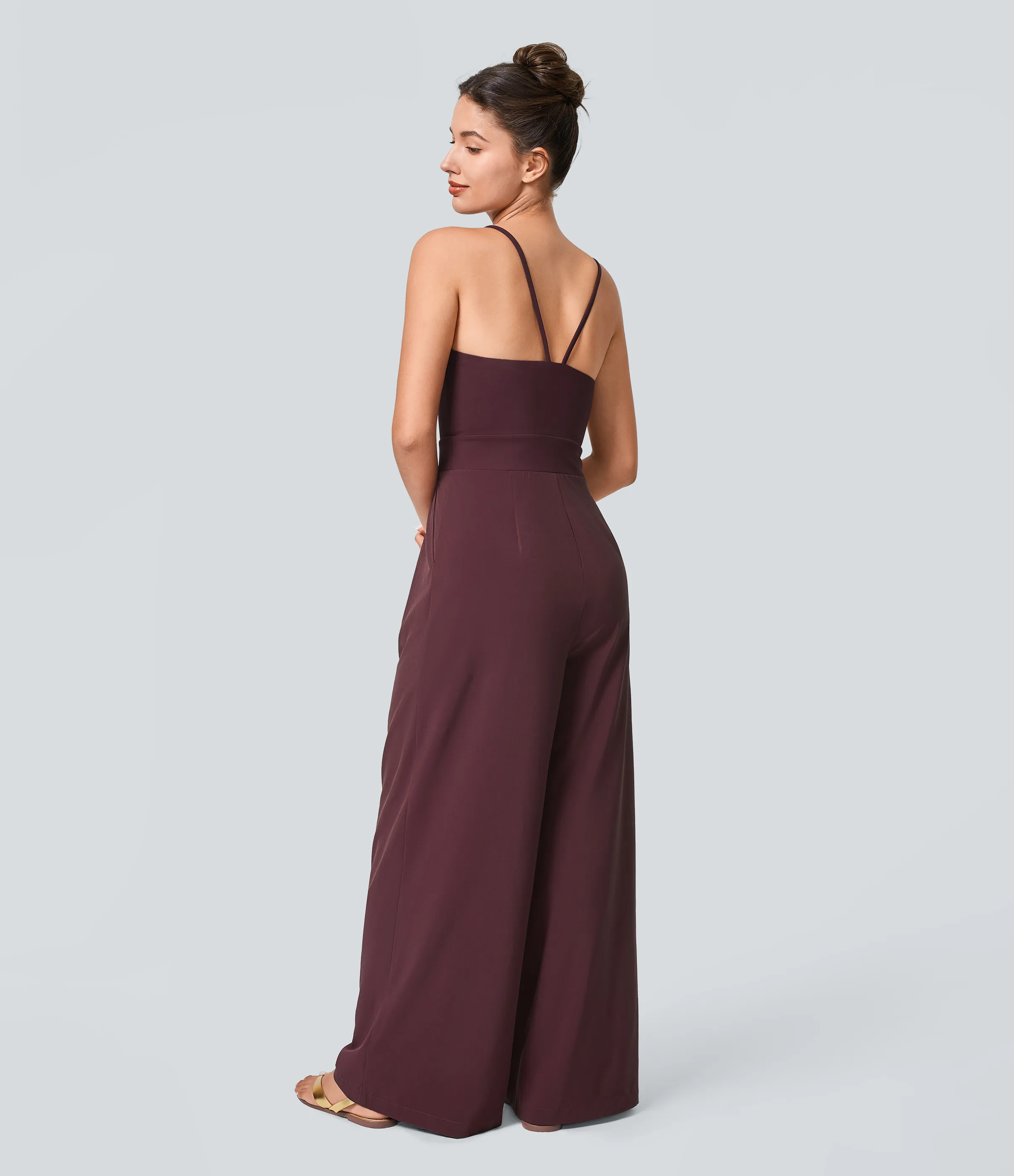 Halara Mono Breezeful™ Resort sin espalda cremallera lateral invisible bolsillo pierna ancha secado rápido - Amaranth - XL(tall) sold by Halara product image thumbnail 3