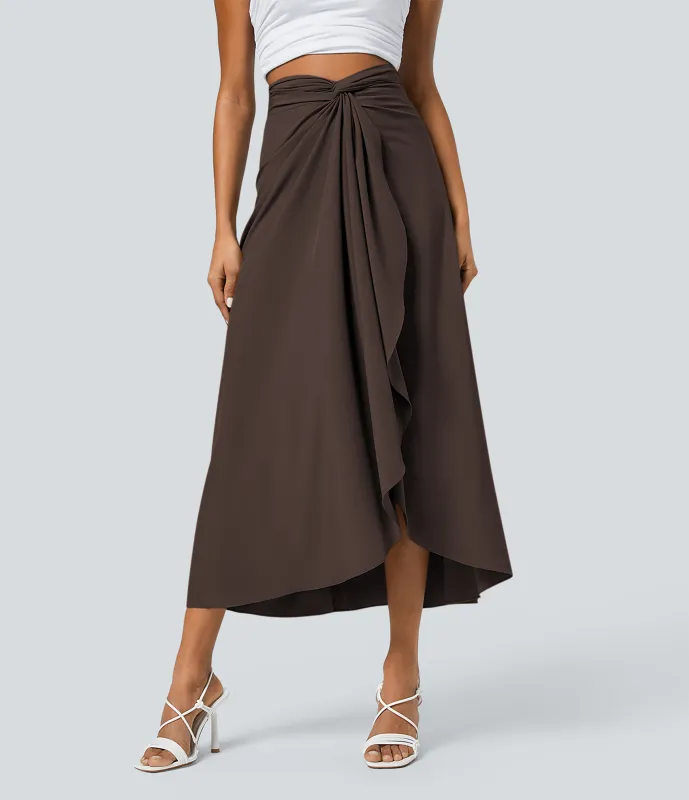 Halara Falda para vacaciones Breezeful™ de secado rápido con espalda torcida y lazo en la espalda de tiro alto  - Hot Fudge - XL(regular) made by Halara