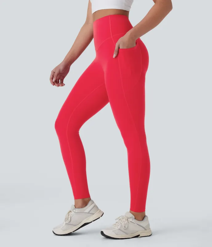 Halara Leggings SoCinched UltraSculpt tiro alto realce glúteos control abdomen bolsillo lateral moldeador - Aura Orange - XS(7/8) made by Halara