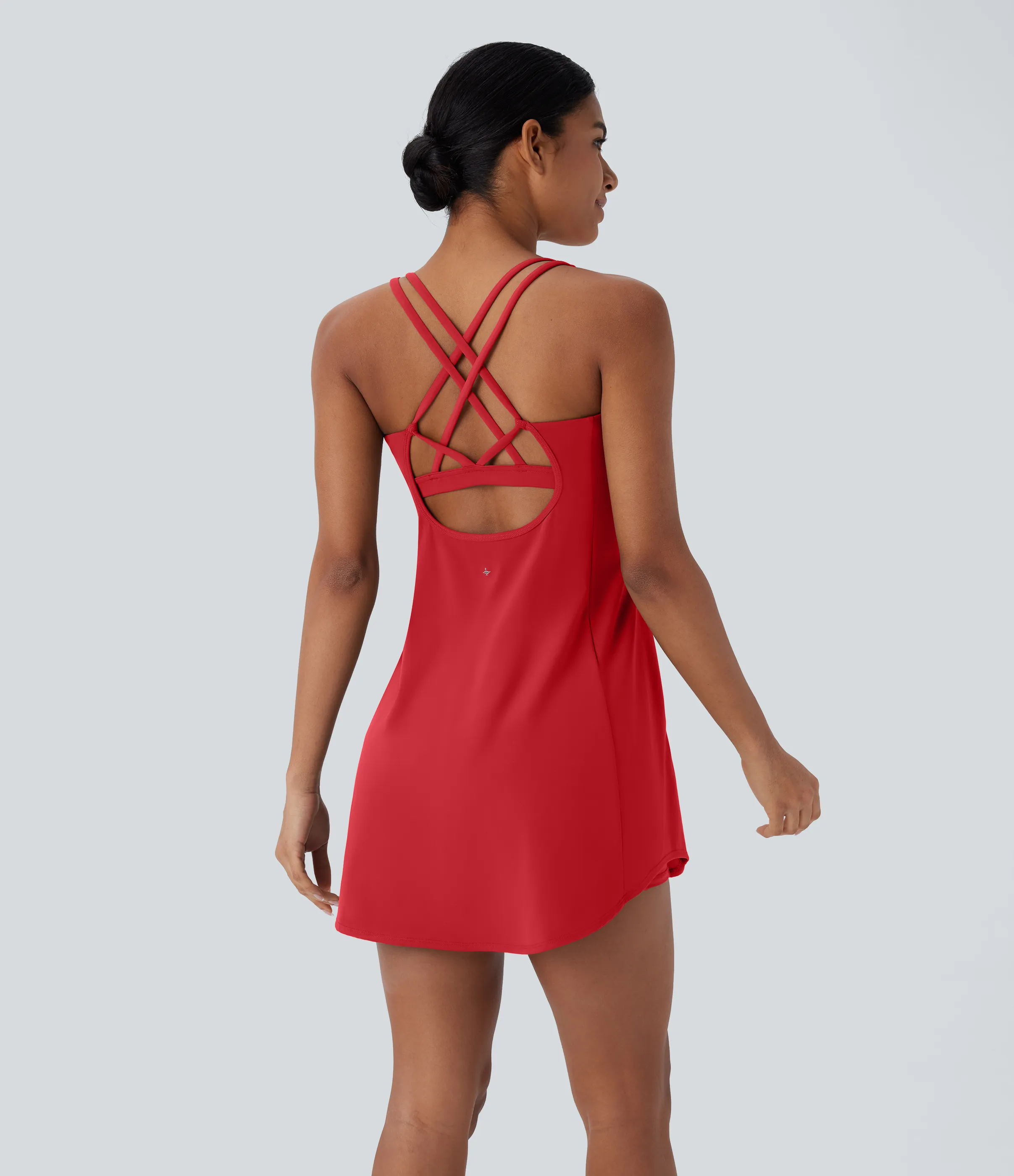 Halara Vestido deportivo mini de yoga SoftlyZero™ Plush afelpado con abertura y bolsillos, 3 piezas en copas D-F - Mars Red - XS sold by Halara product image thumbnail 2
