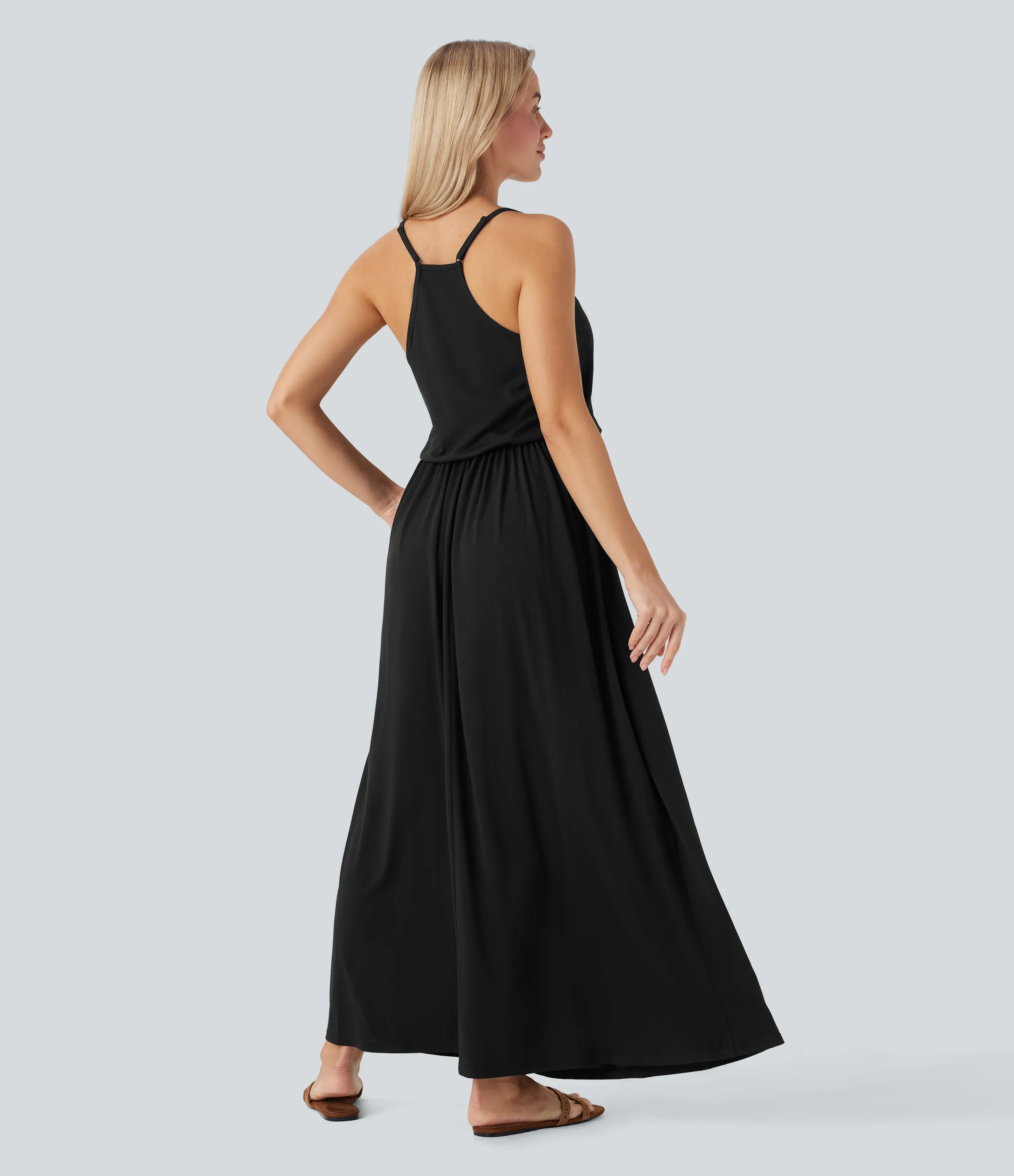 Halara Vestido largo fluido con tirantes ajustables y bolsillos para vacaciones - Black - XL sold by Halara product image thumbnail 3
