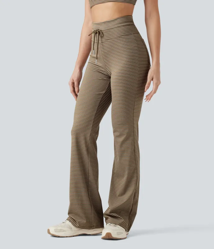 Halara Pantalones de yoga acampanados de tiro alto con cordón y bolsillos - Cedar Brown - S(regular) made by Halara