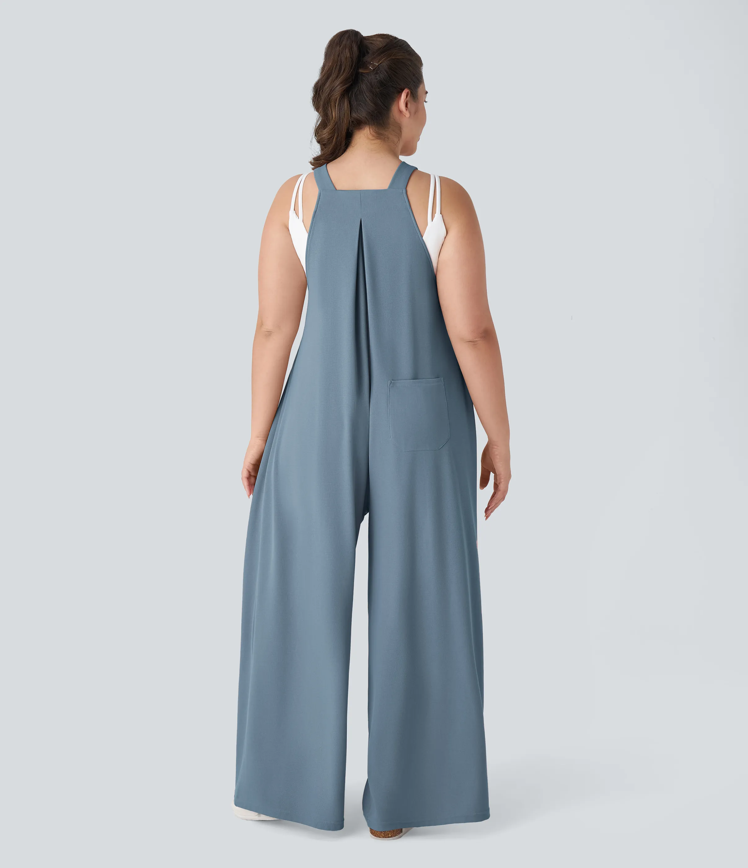 Halara Mono correa ajustable botón múltiple bolsillo plisado Gofre talla grande - Mountain Spring - 1X sold by Halara product image thumbnail 3