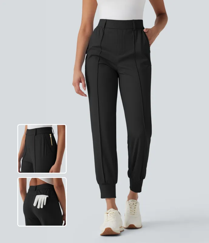 Halara Pantalones deportivos de golf de secado rápido y tiro alto con bolsillos para tee de golf - UPF 40+ - Black - XS(regular) made by Halara