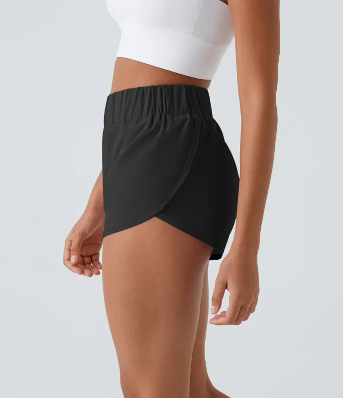 Halara Pantalón corto tiro alto dobladillo delfín 2 pulgada  - Black - XL made by Halara