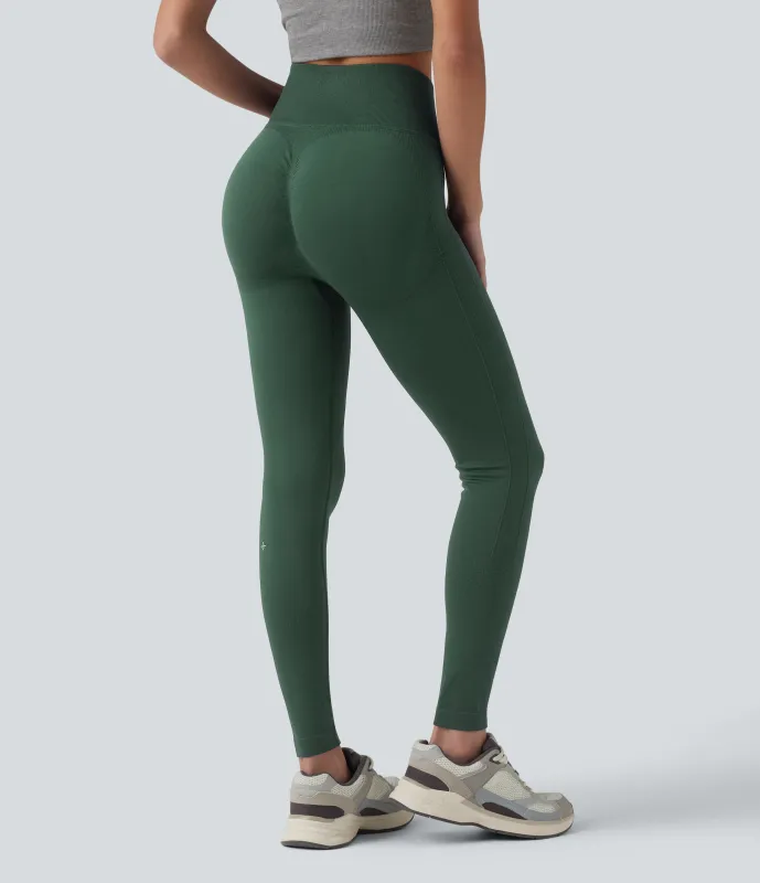 Halara Leggings yoga tiro alto control abdomen realce glúteo sin costura - Mountain View - L(7/8) made by Halara