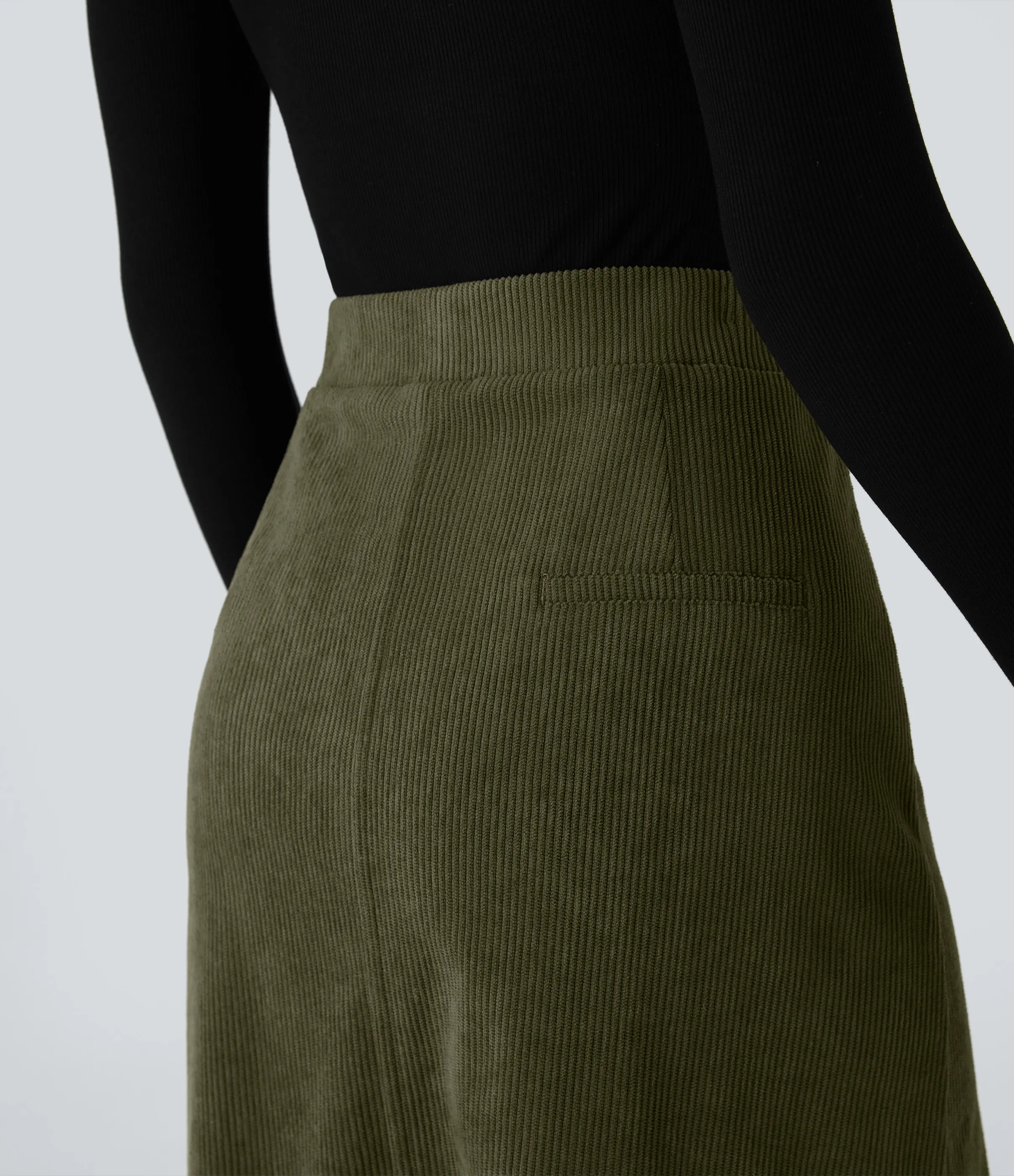 Halara Falda pana midi abertura bolsillo solapa lateral delantero tiro medio - Hazel Mist Green - S(regular) sold by Halara product image thumbnail 5
