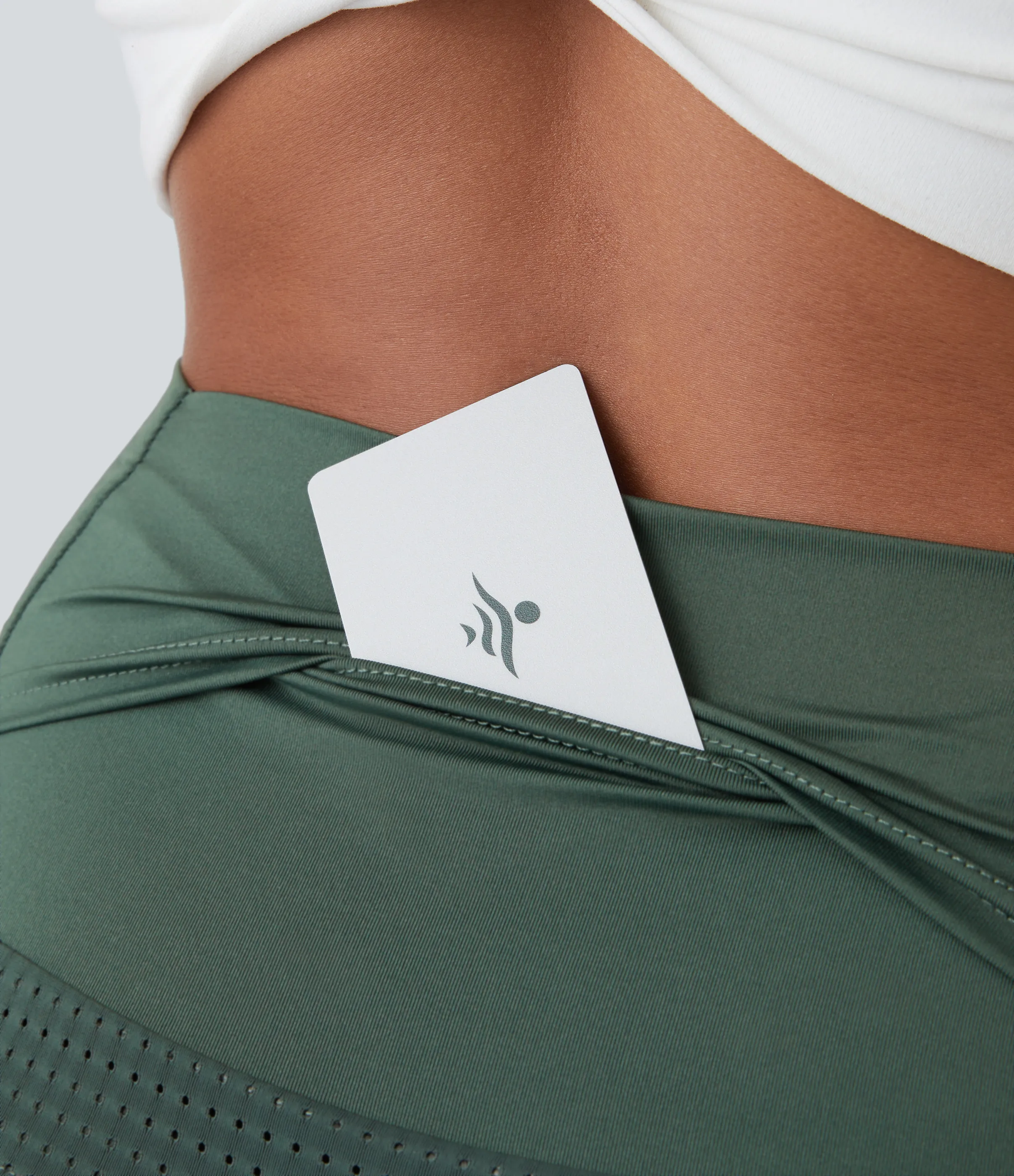 Halara Pantalones cortos de tiro alto 2 en 1 con bolsillo trasero - Duck Green - S sold by Halara product image thumbnail 5