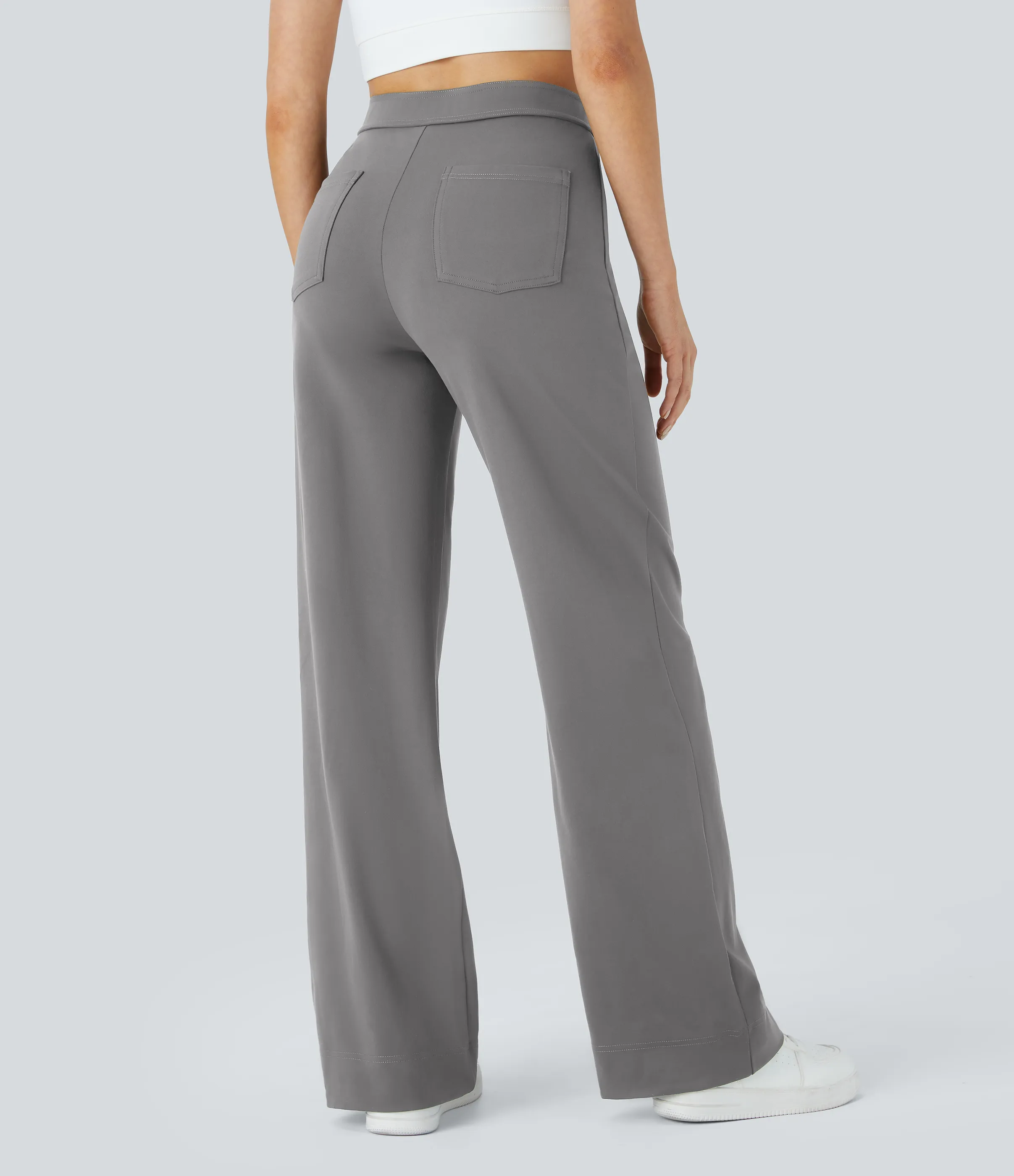 Halara Pantalones pierna recta múltiple bolsillo botón tiro alto - Silent Storm - XL(tall) sold by Halara product image thumbnail 3