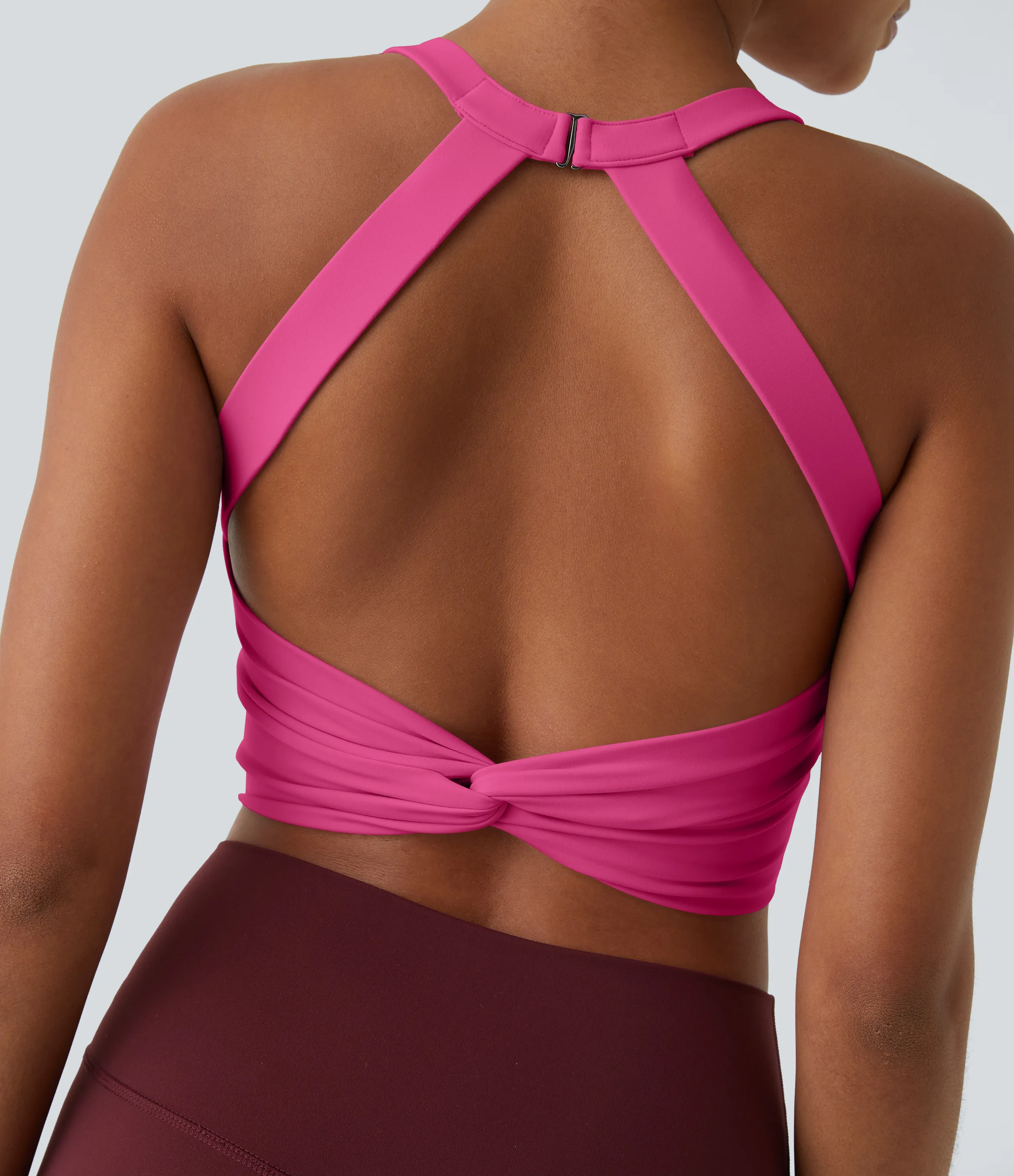 Halara Top corto de yoga SoftlyZero™ Plush afelpado con abertura en copas D-F - Fuchsia Purple - XL sold by Halara product image thumbnail 5