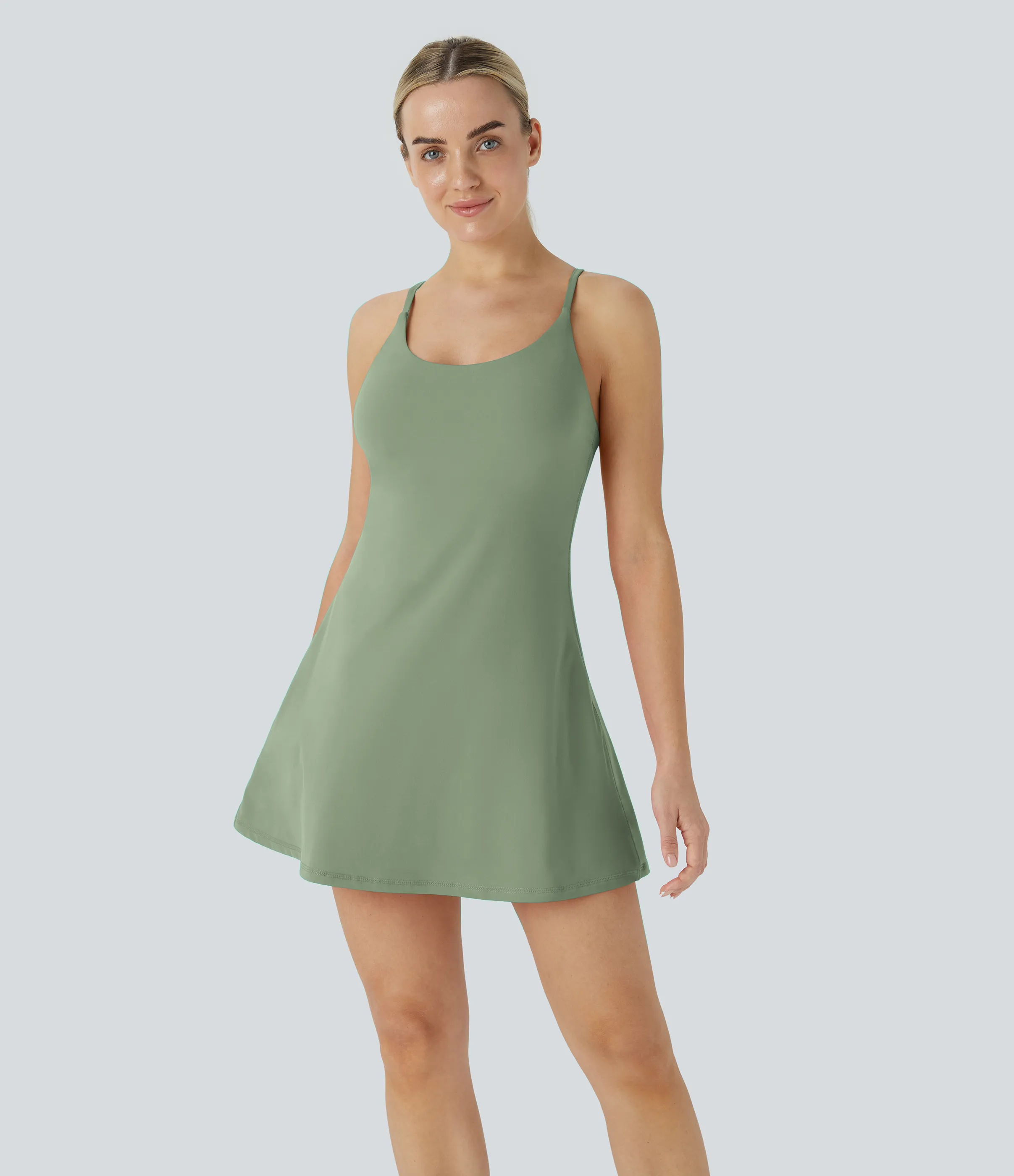 Halara Vestido deportivo SoftlyZero™ Plush afelpado sin espalda en copas D-F - Asparagus - M sold by Halara product image thumbnail 2