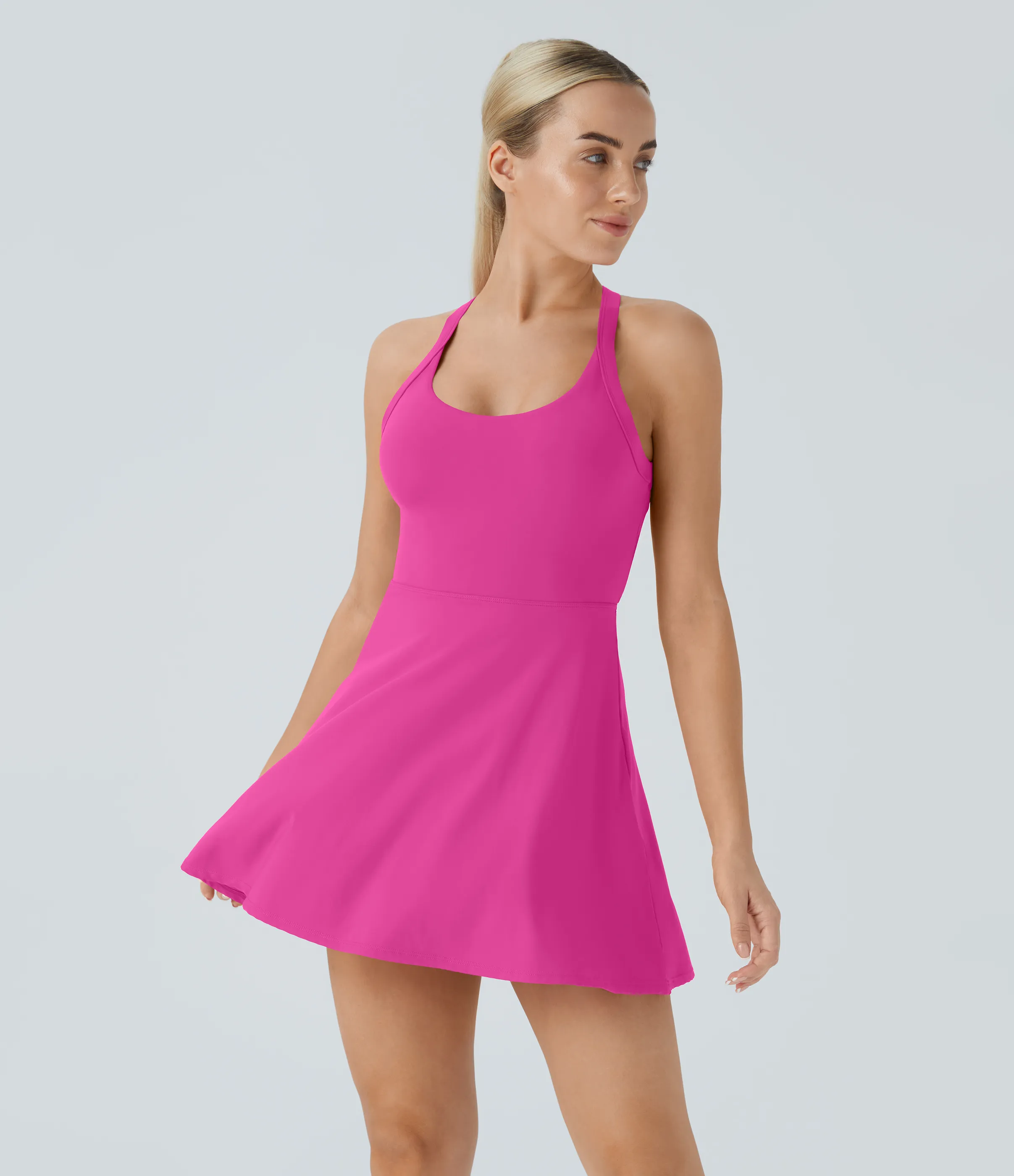Halara Vestido deportivo sin espalda con diseño retorcido en copas D-F - Fuchsia Fedora - M sold by Halara product image thumbnail 3