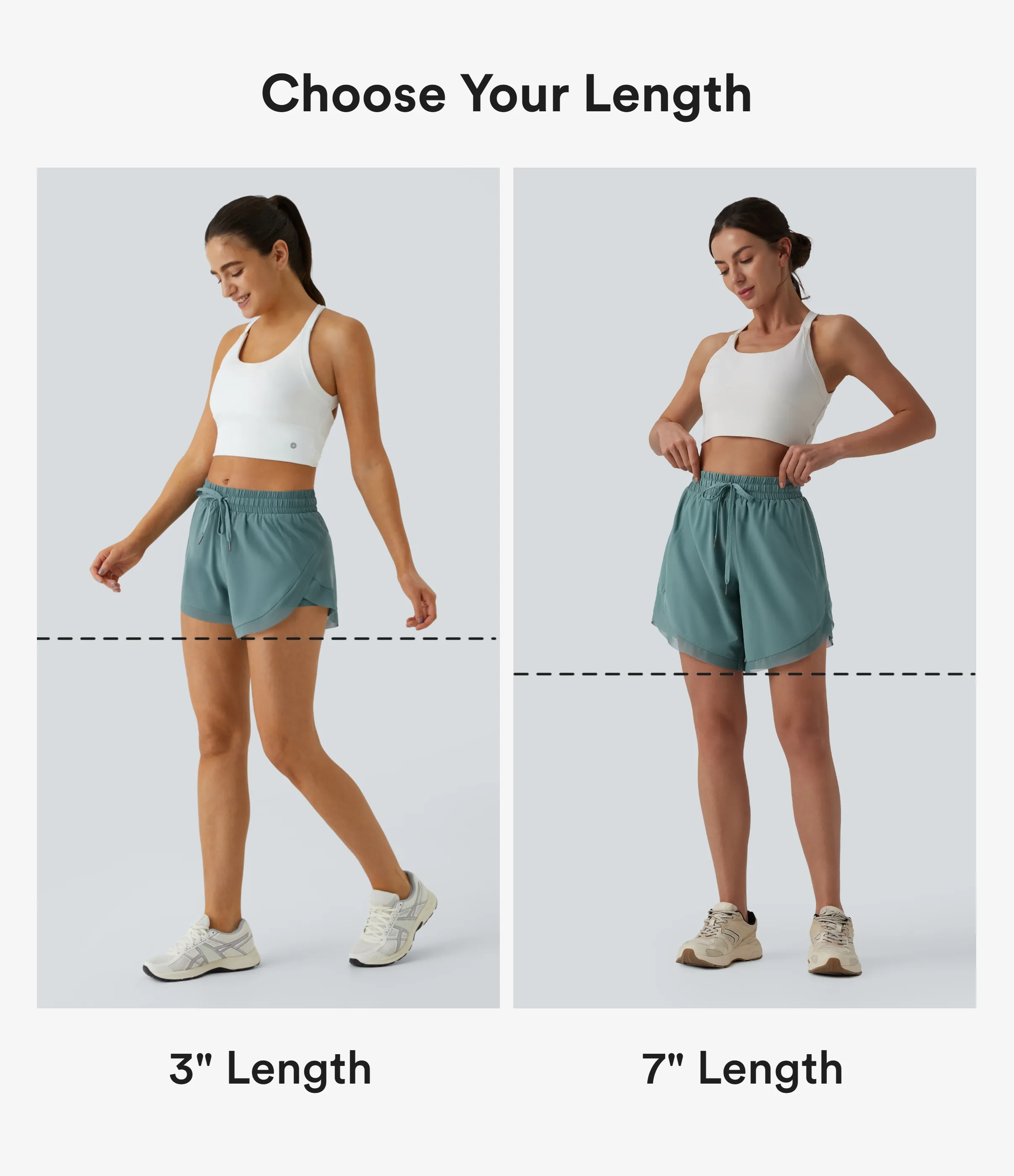 Halara Pantalón corto correr fluidos 2 en 1 tiro medio cordón malla contrastante 7.5cm - Mineral Blue - M sold by Halara product image thumbnail 3