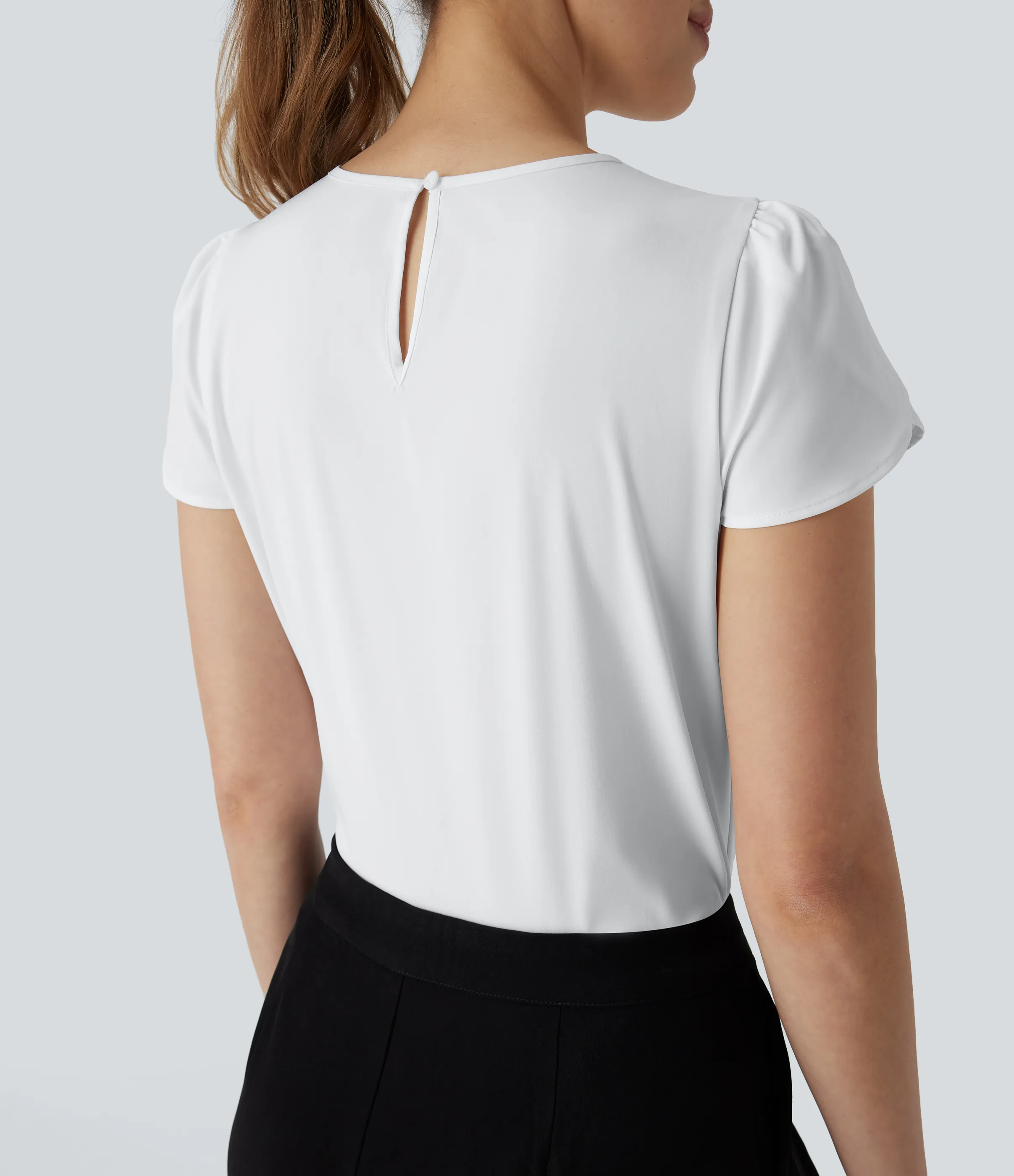 Halara Camiseta Breezeful™ oficina secado rápido cuello redondo manga corta abertura espalda - White - XS sold by Halara product image thumbnail 5