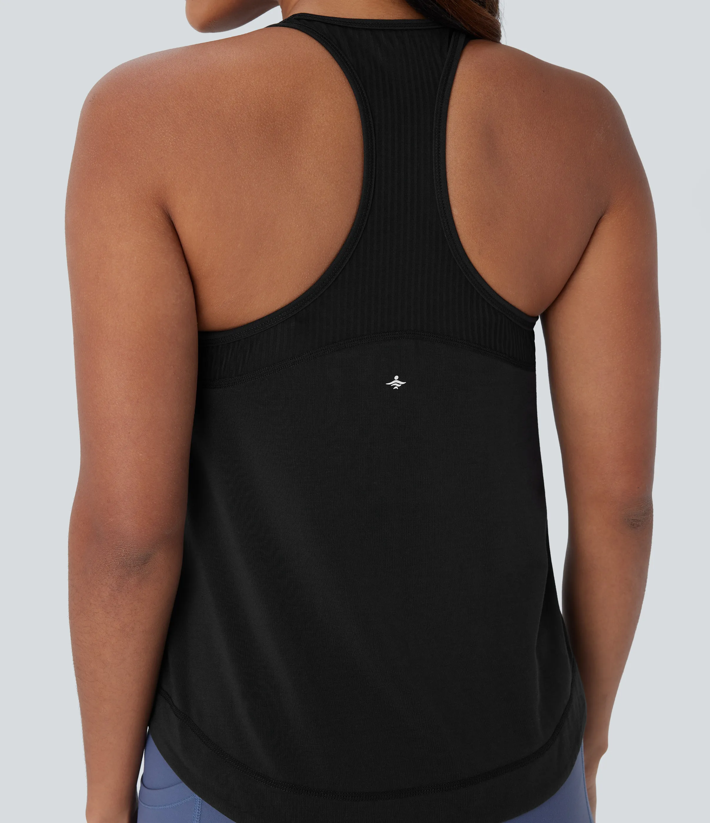 Halara Camiseta sin mangas correr secado rápido rayas dobladillo curvo espalda cruzada - Black - S sold by Halara product image thumbnail 5