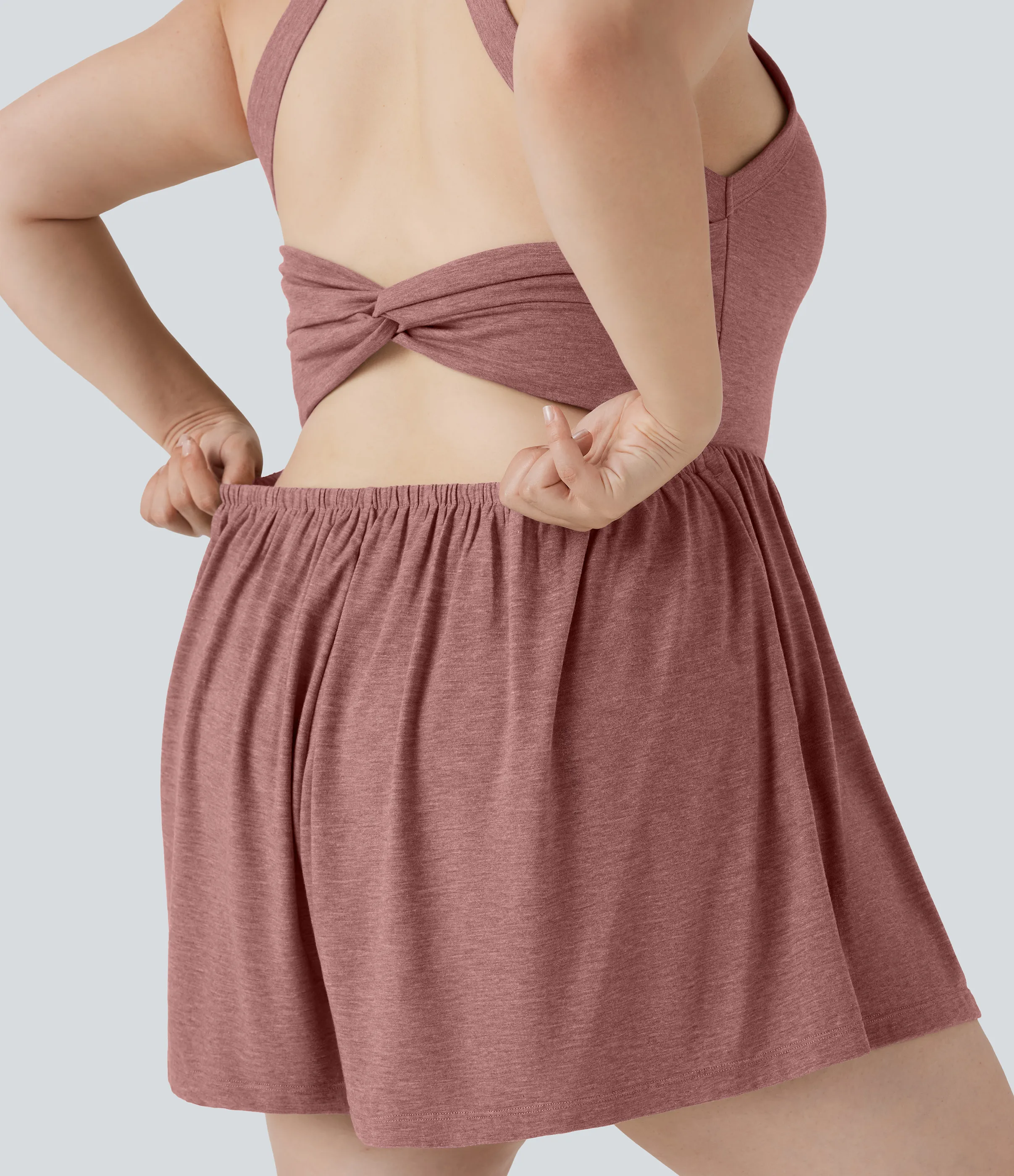 Halara Mono 2 en 1 talla grande sin espalda bolsillo - Edición Easy Peezy - Brick Red Mix - 2X sold by Halara product image thumbnail 5