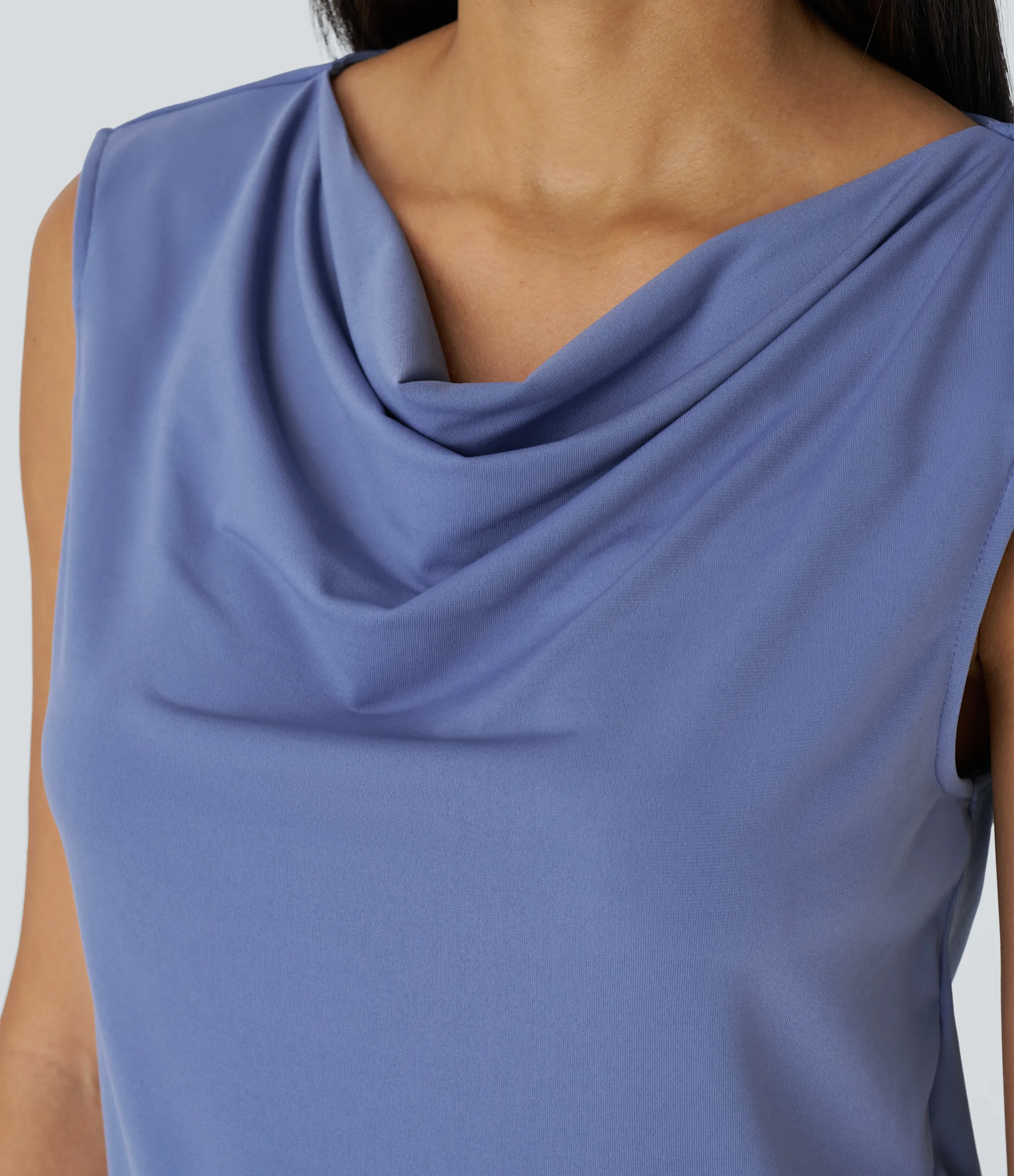 Halara Blusa oficina sin mangas cuello vuelto - Bleached Denim - XS sold by Halara product image thumbnail 5