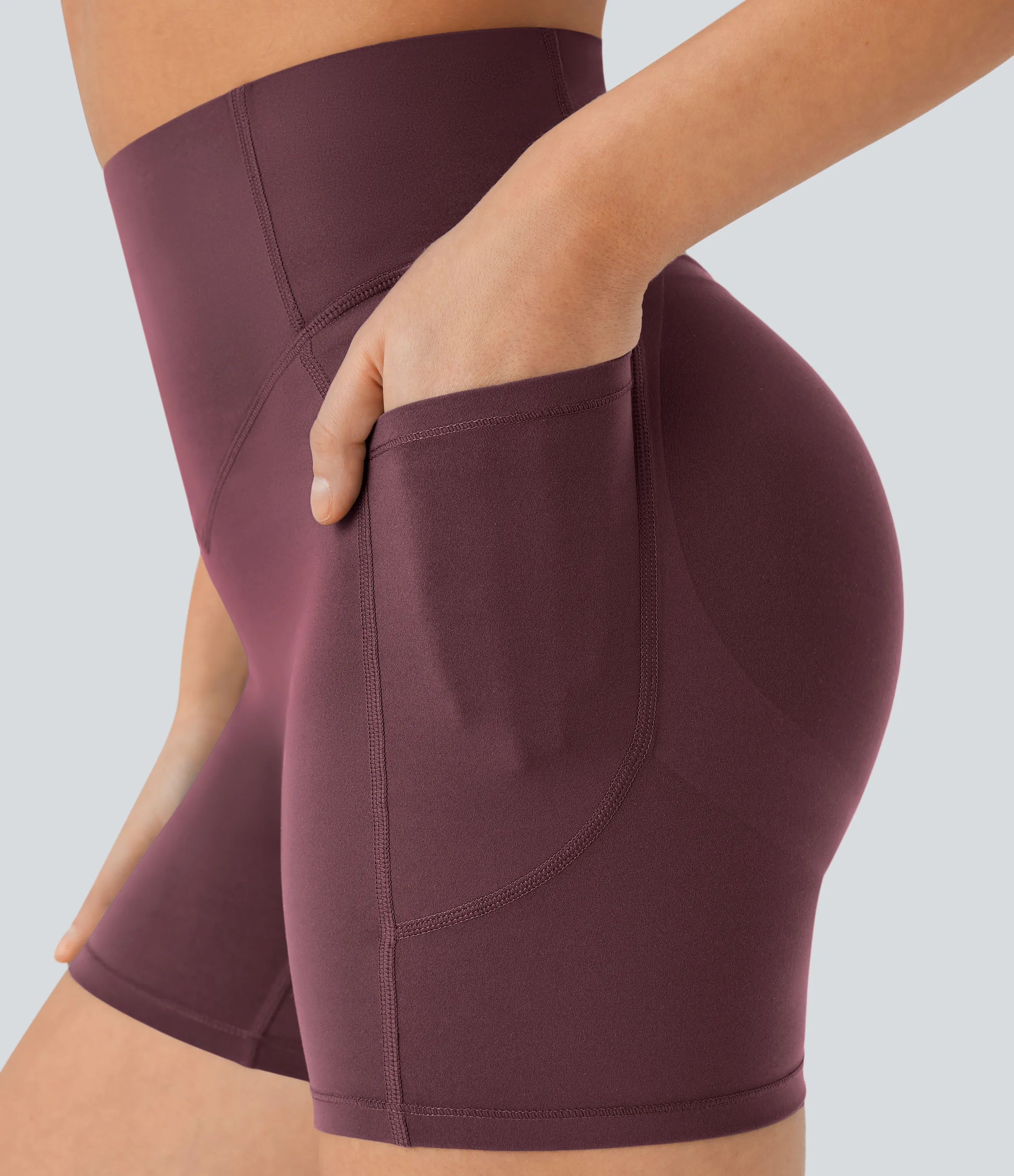 Halara Pantalón corto SoCinched UltraSculpt ciclista tiro alto realce glúteo bolsillo lateral entrenamiento 12.5cm - Evening Red - M sold by Halara product image thumbnail 5