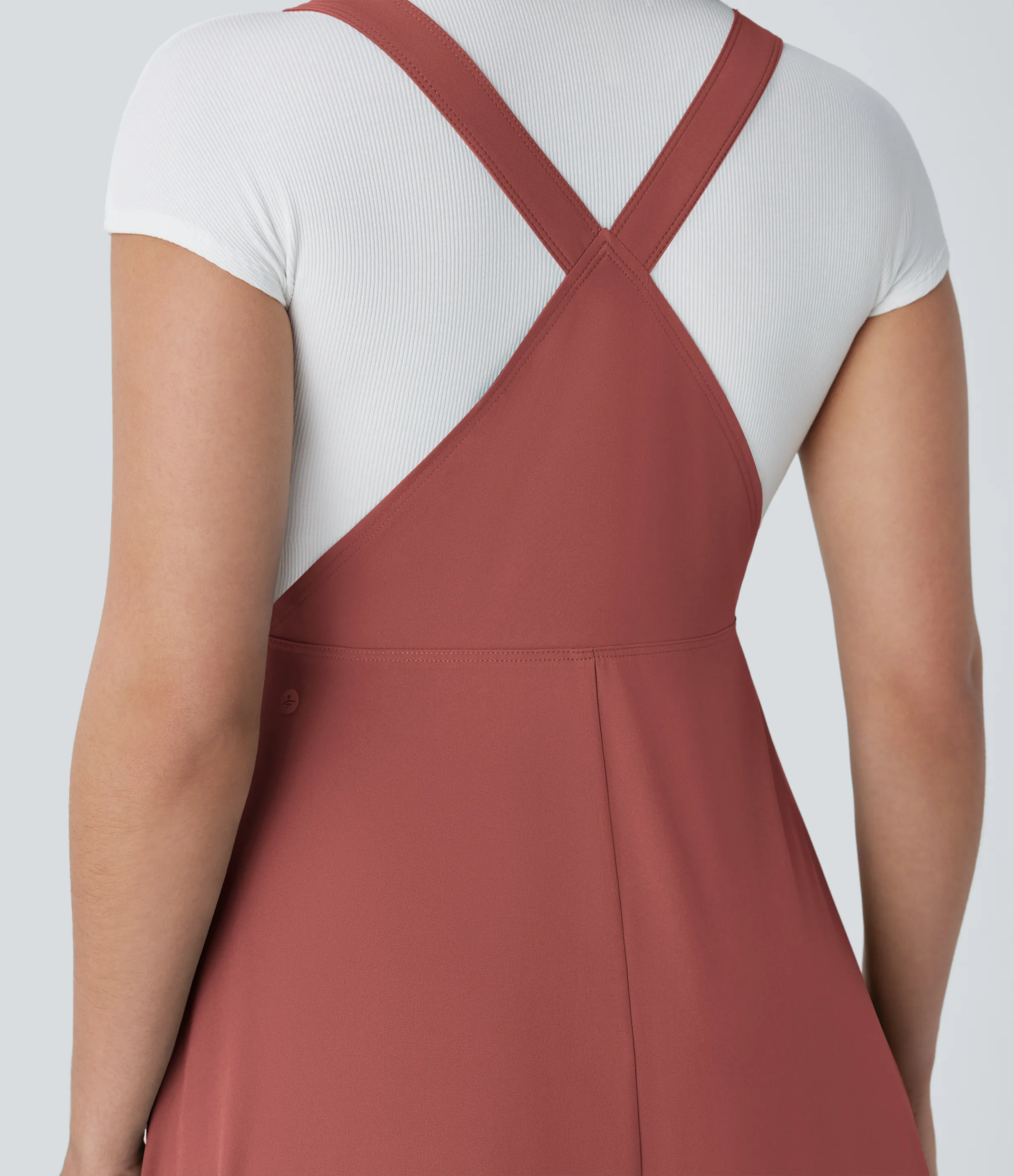 Halara Vestido midi Breezeful™ fluido secado rápido múltiple bolsillo botón correa ajustable - Kapok Red - M sold by Halara product image thumbnail 5