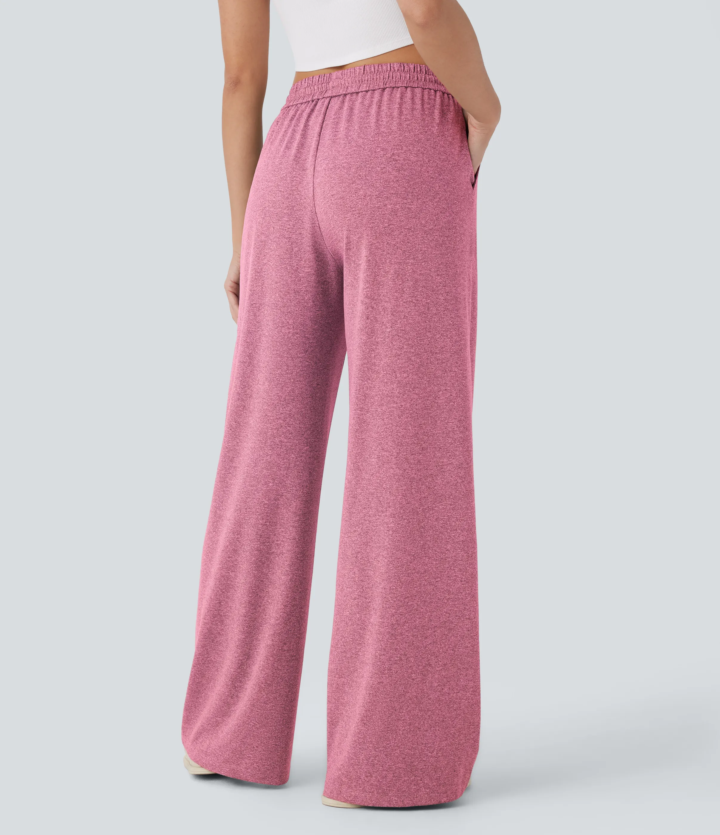 Halara Pantalón pierna ancha bolsillo lateral cordón tiro alto - Magenta Flower Yarn - XL(regular) sold by Halara product image thumbnail 3