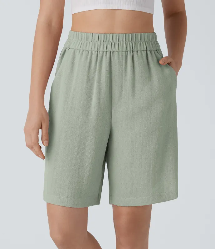 Halara Bermudas tiro alto bolsillo lateral - Pale Aqua - XS made by Halara