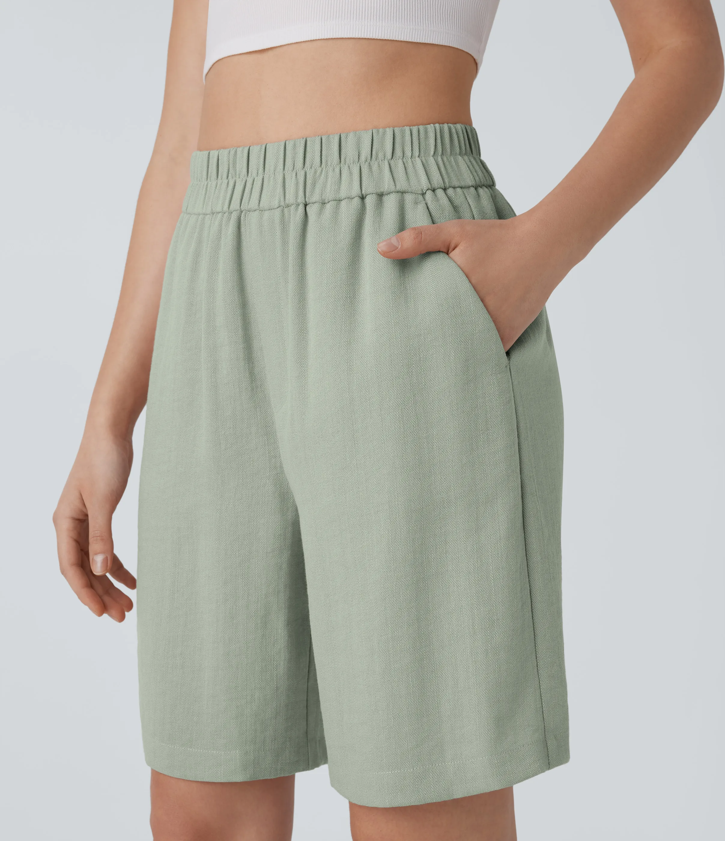 Halara Bermudas tiro alto bolsillo lateral - Pale Aqua - XS sold by Halara product image thumbnail 5
