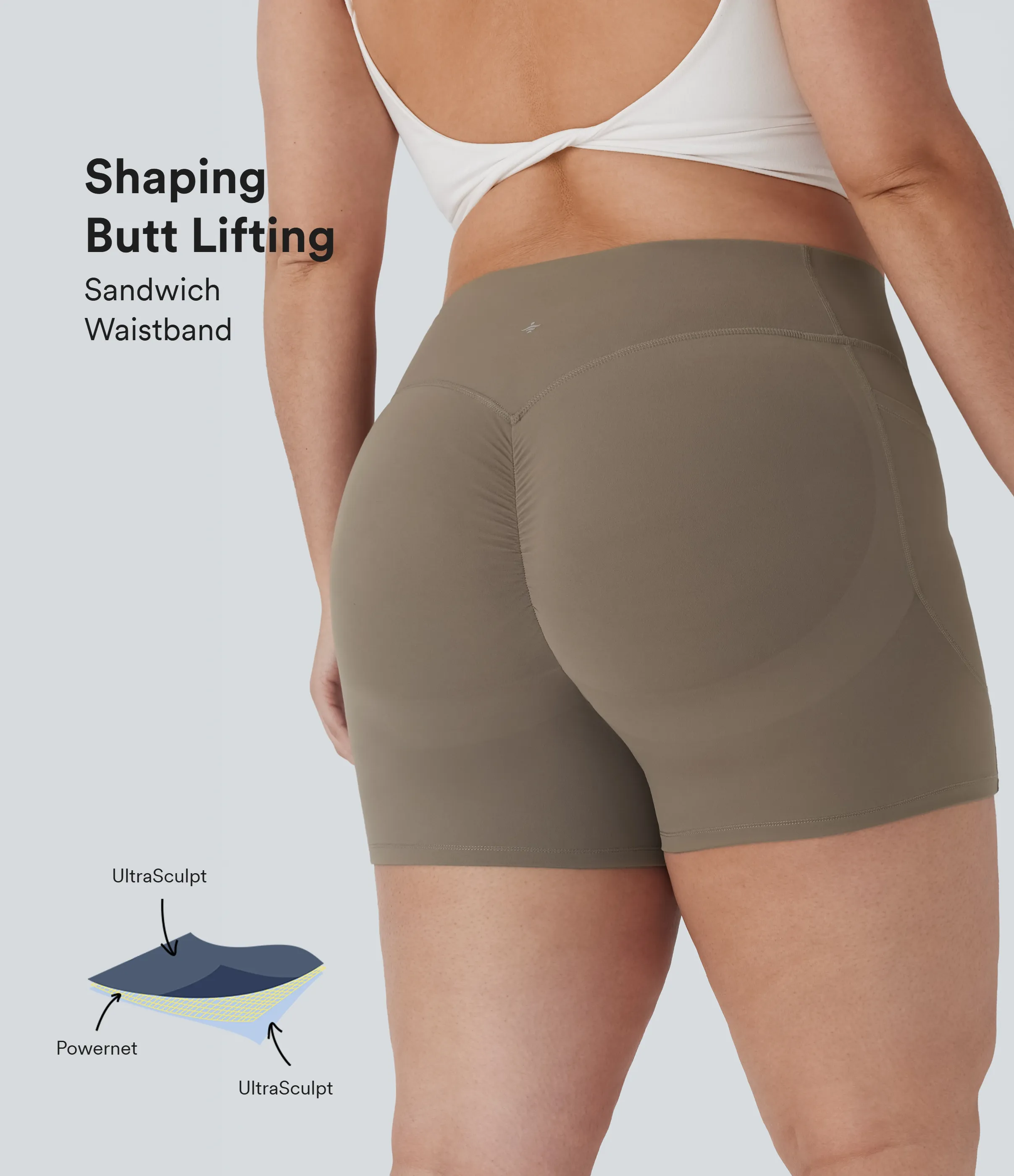 Halara Shorts biker moldeadores Halara UltraSculpt™ de tiro alto moldeador de abdomen con push-up y bolsillos con 12,7cm de longitud - Dawn Brown - 3X sold by Halara product image thumbnail 2