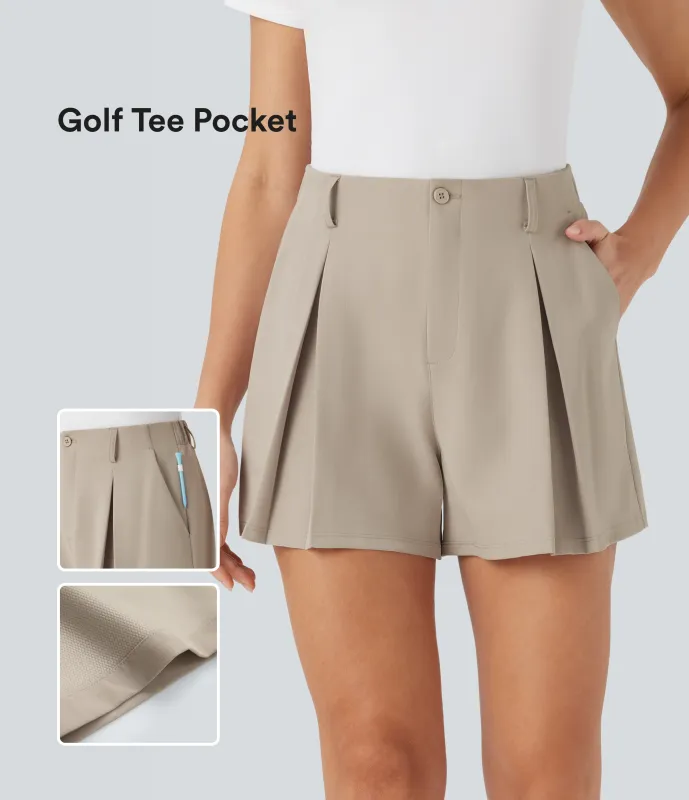 Halara Shorts para golf de tiro alto con secado rápido y bolsillo lateral para tee de golf, UPF40+ - Oxford Tan - XL made by Halara