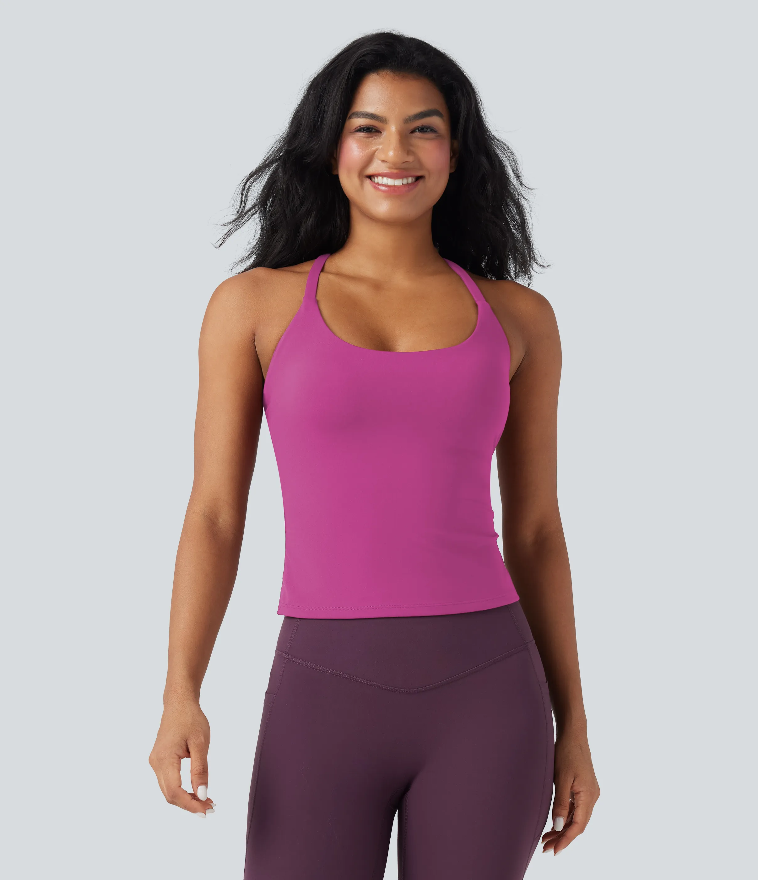 Halara Top de yoga con escote redondo, espalda cruzada y dobladillo cruzado - Rose Violet - L sold by Halara product image thumbnail 3