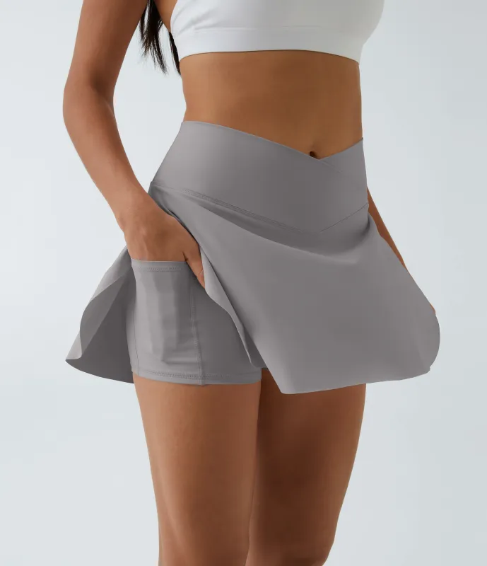 Halara Falda tenis Softlyzero™ Airy Crossover 2 en 1 tacto fresco bolsillo lateral-Lucid-Largo más largo-UPF50+ - Gull - XS(Long) made by Halara