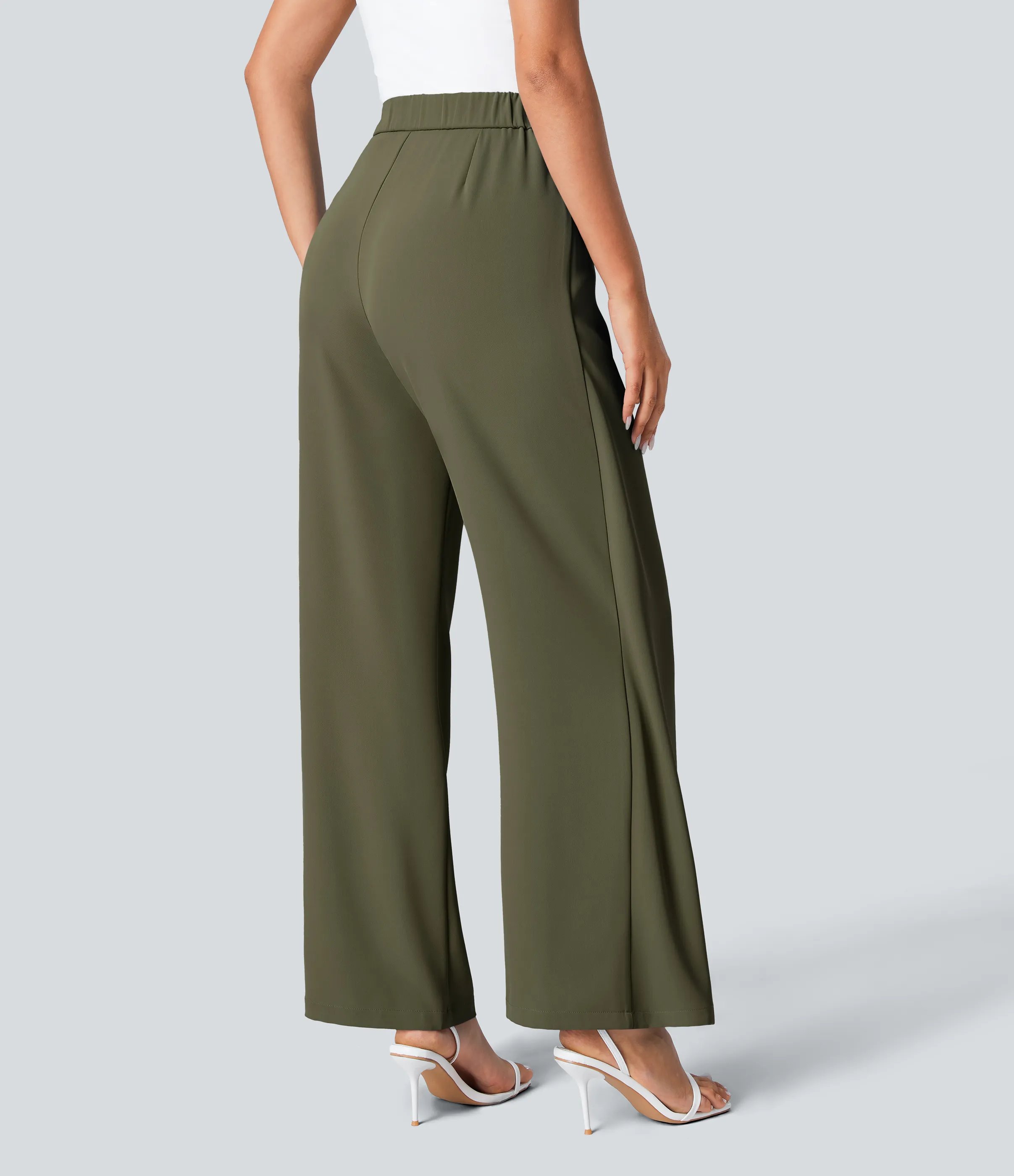 Halara Pantalón oficina pierna ancha cremallera invisible tiro alto lazo lateral - Burnt Olive - S(regular) sold by Halara product image thumbnail 3