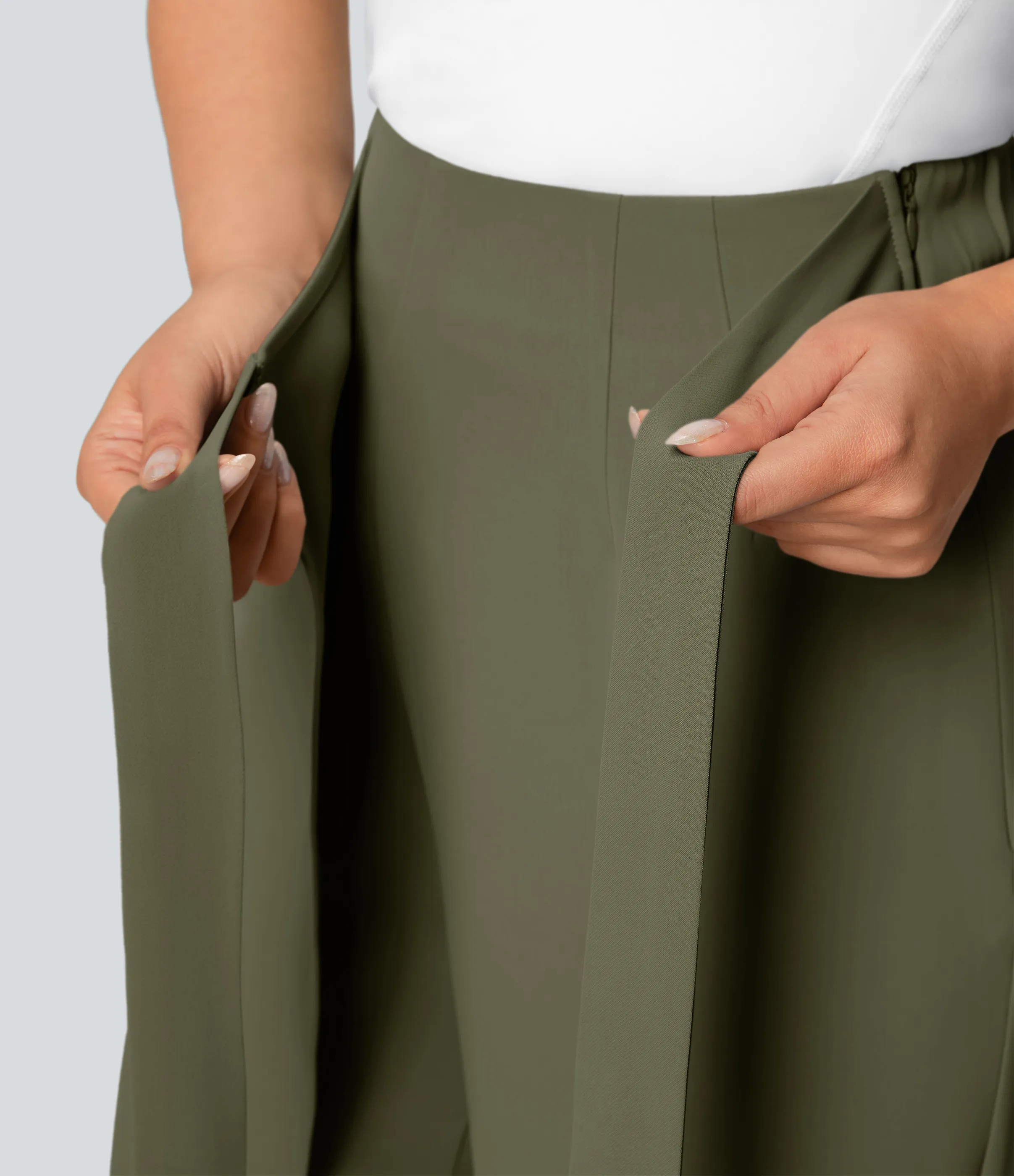 Halara Pantalón oficina pierna ancha cremallera invisible tiro alto lazo lateral - Burnt Olive - S(regular) sold by Halara product image thumbnail 5