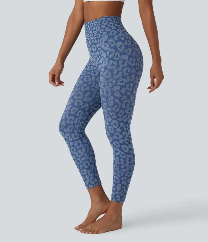 Halara Leggings yoga tiro alto estampado leopardo 7/8 sin costura - True Navy - M(7/8) made by Halara