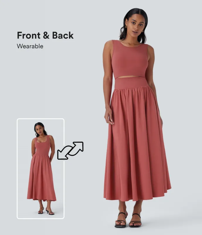 Halara Vestido maxi Breezeful™ sin mangas corte secado rápido usar delante detrás - Kapok Red - XS made by Halara