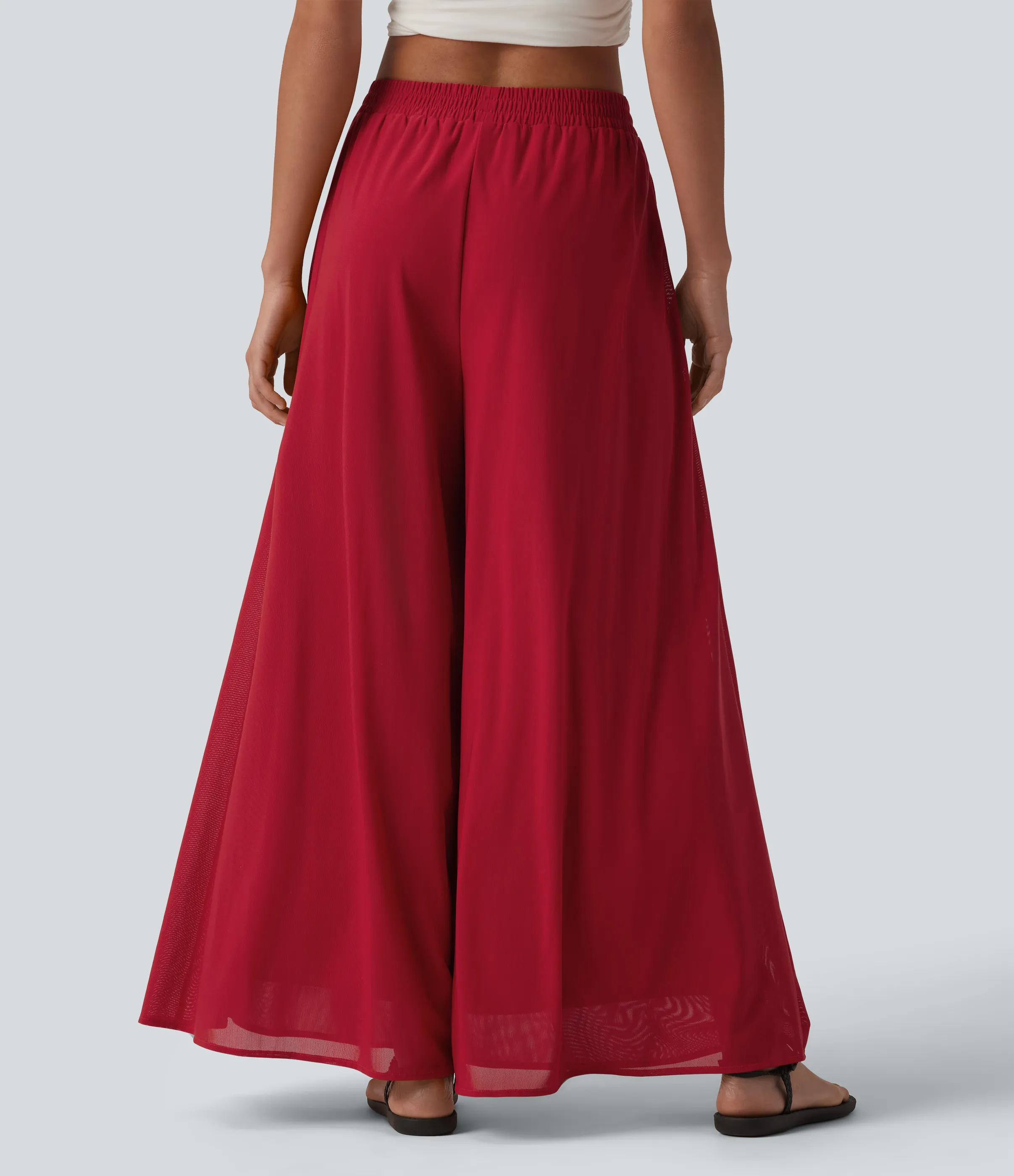 Halara Pantalón pierna ancha superposición malla bolsillo lateral tiro alto - Samba - L(regular) sold by Halara product image thumbnail 3