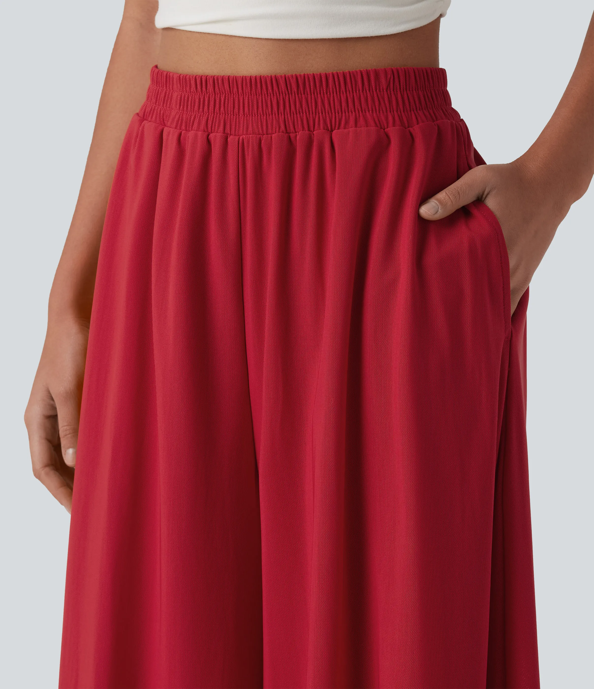 Halara Pantalón pierna ancha superposición malla bolsillo lateral tiro alto - Samba - L(regular) sold by Halara product image thumbnail 5