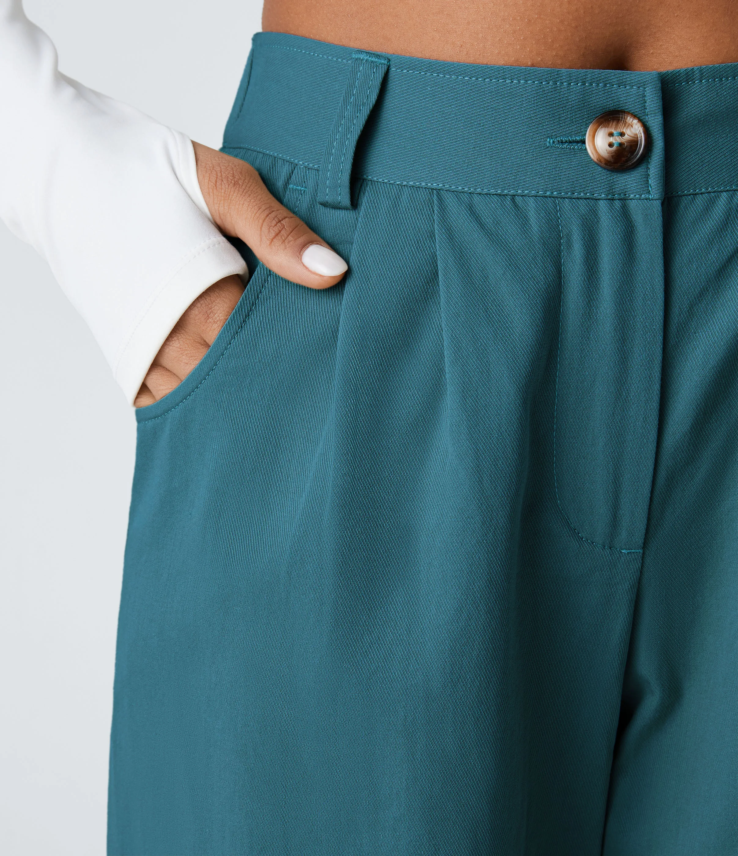 Halara Joggers algodón bolsillo lateral cremallera botón tiro medio - Green Heron - S(petite) sold by Halara product image thumbnail 5