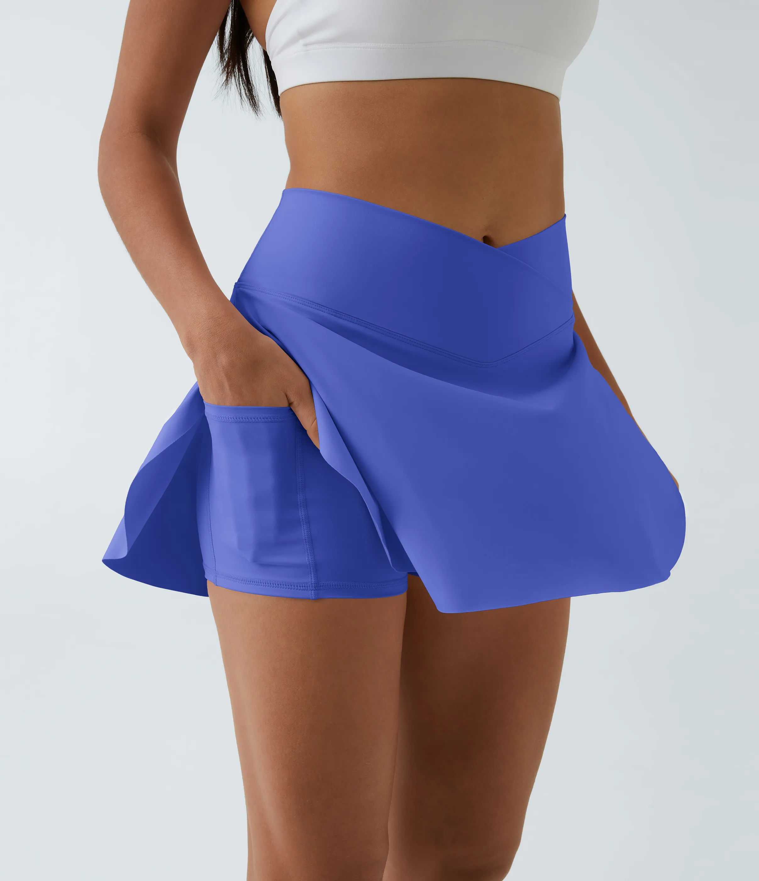 Halara Falda tenis Softlyzero™ Airy Crossover 2 en 1 tacto fresco bolsillo lateral-Lucid-Largo más largo-UPF50+ - Aster Blue - M(Long) sold by Halara