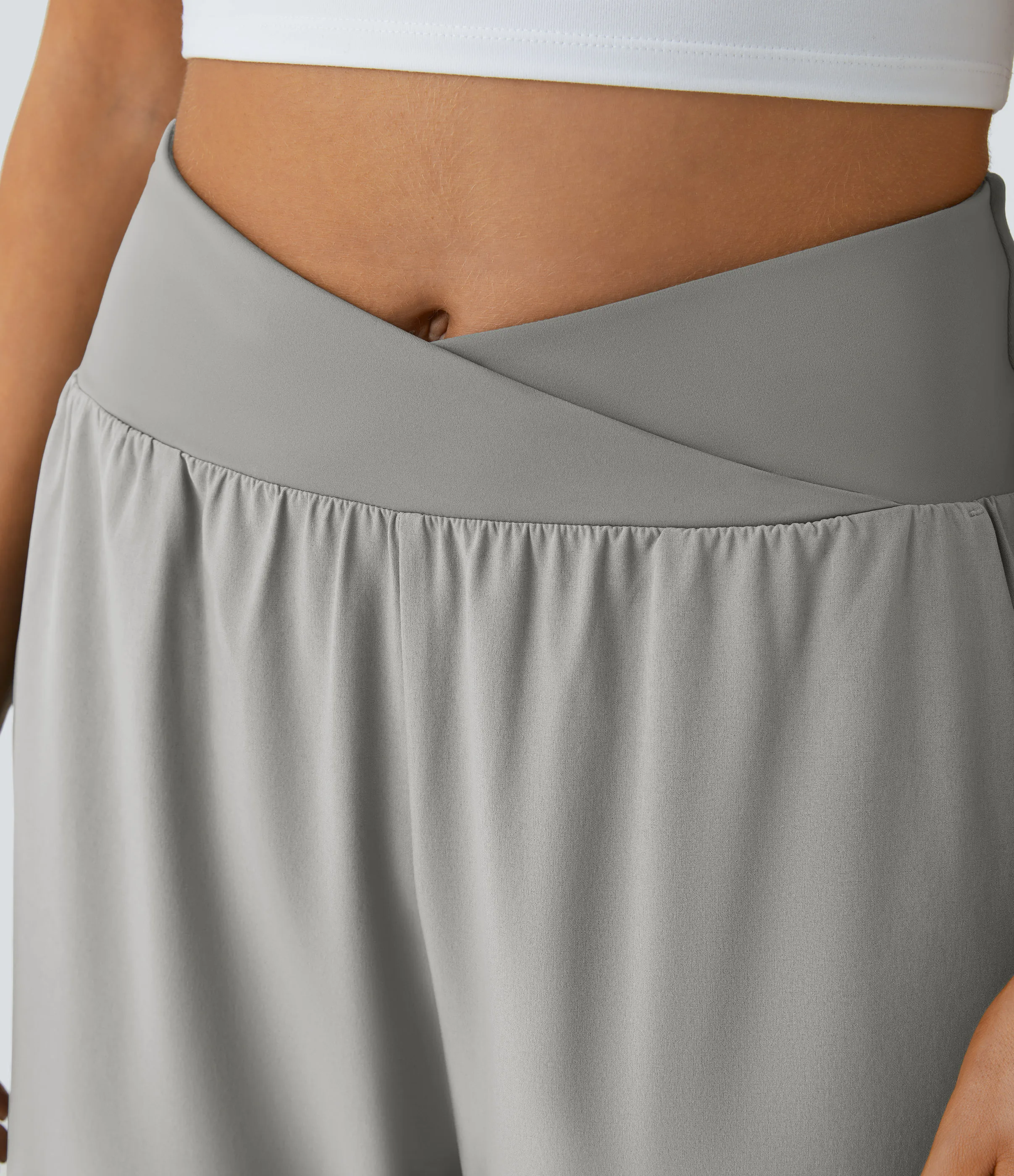 Halara Pantalón Breezeful™ Resort secado rápido abertura bolsillo lateral plisado cruzado tiro alto - Dust Gray - XL(regular) sold by Halara product image thumbnail 5